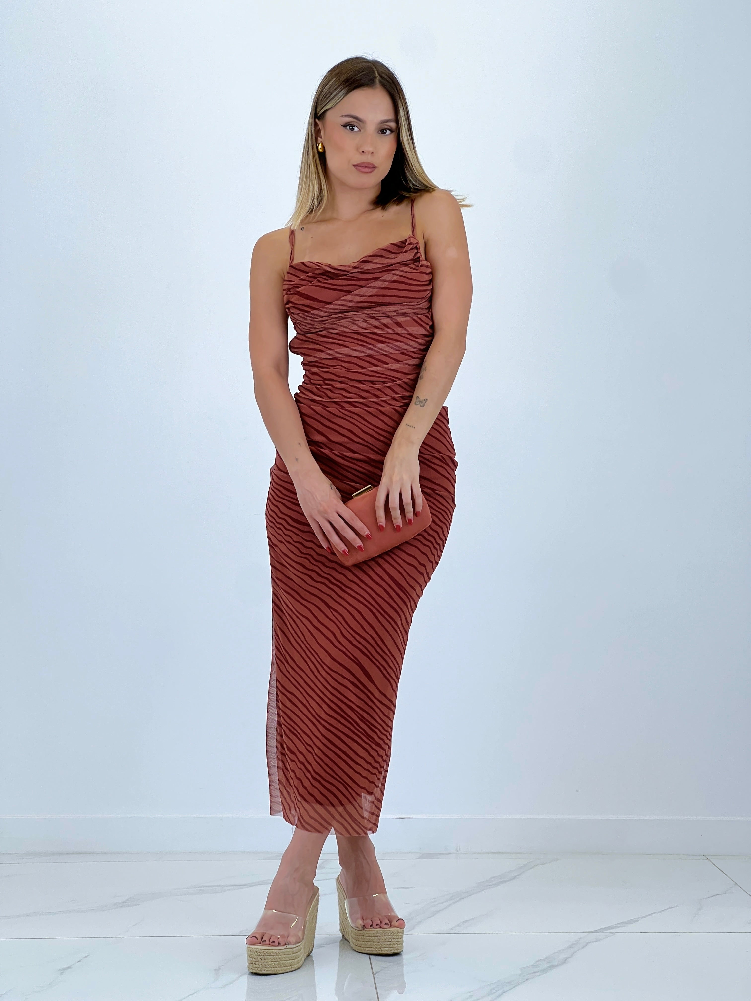 Vestido midi estampado tirante tul - Zebra&Maduixa®