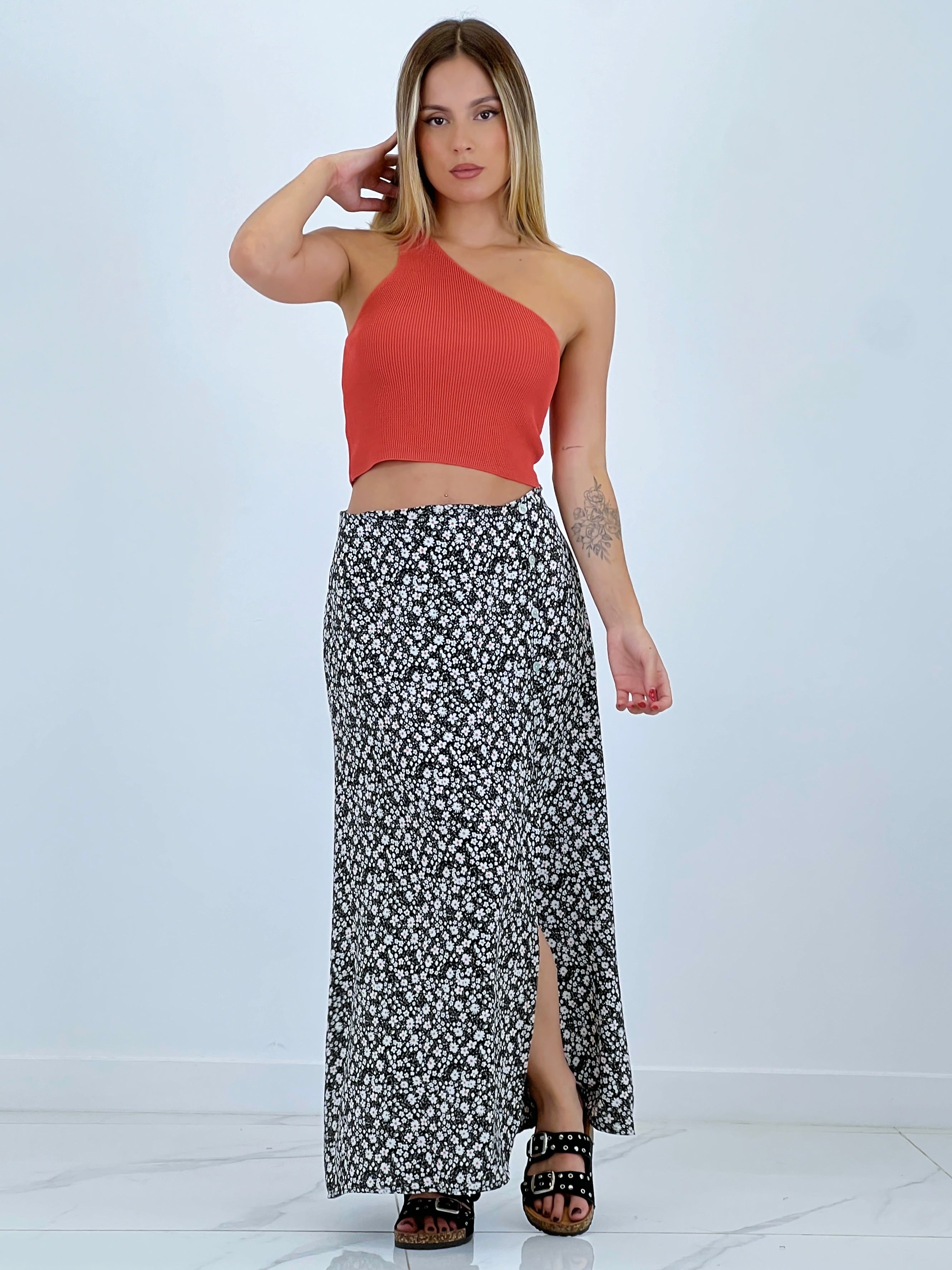 Astrid asymmetric knit top