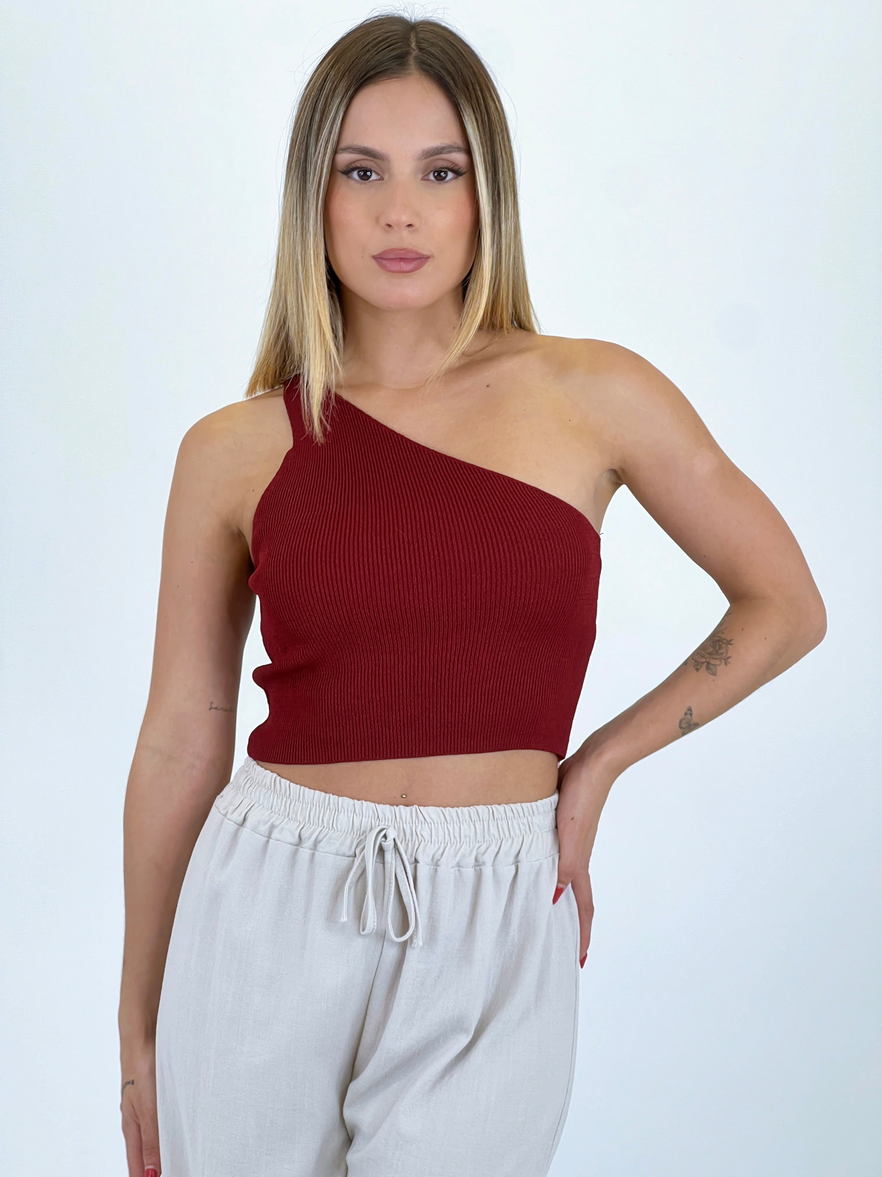 Astrid asymmetric knit top