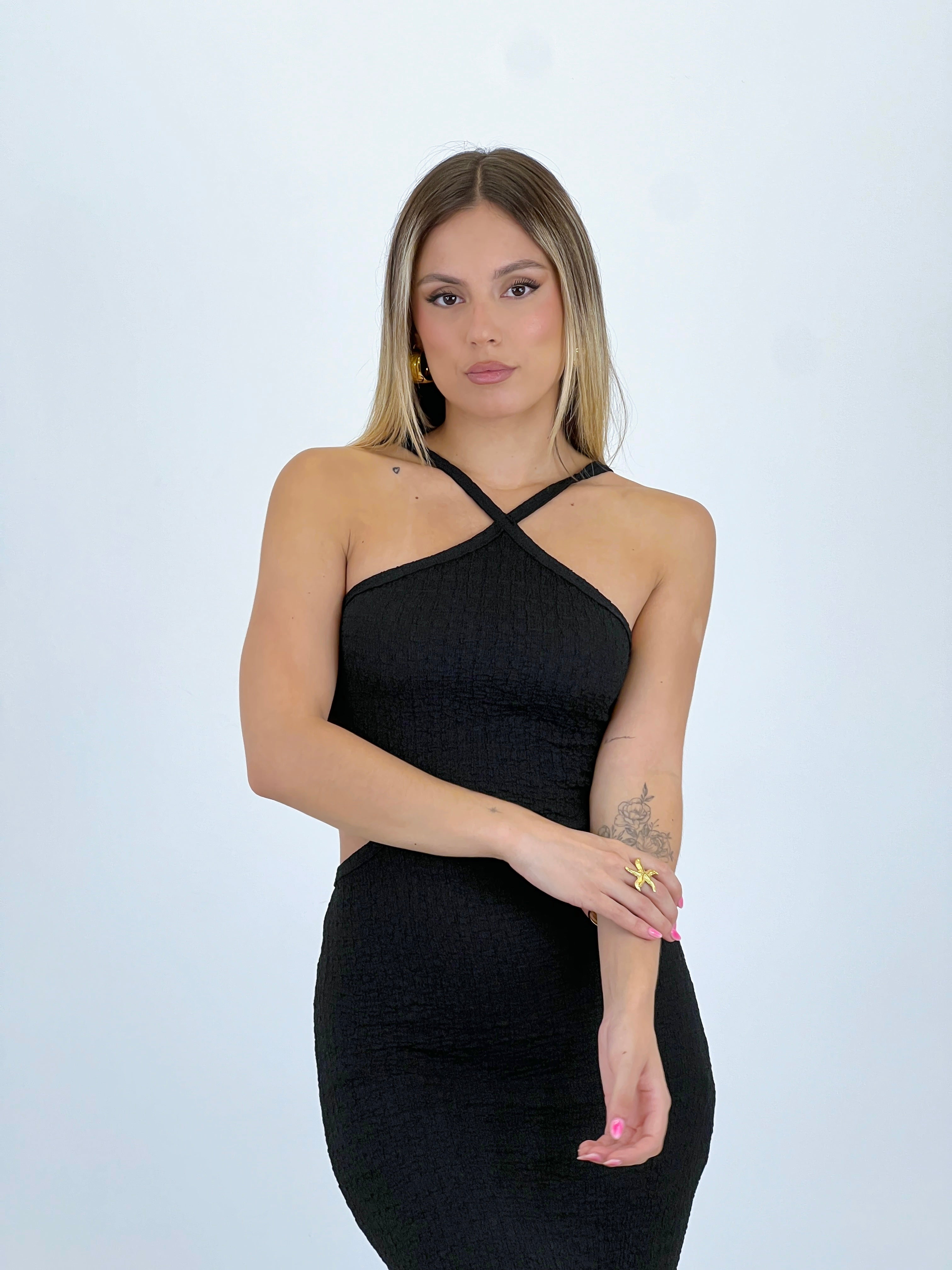 Indian texture cut-out dress