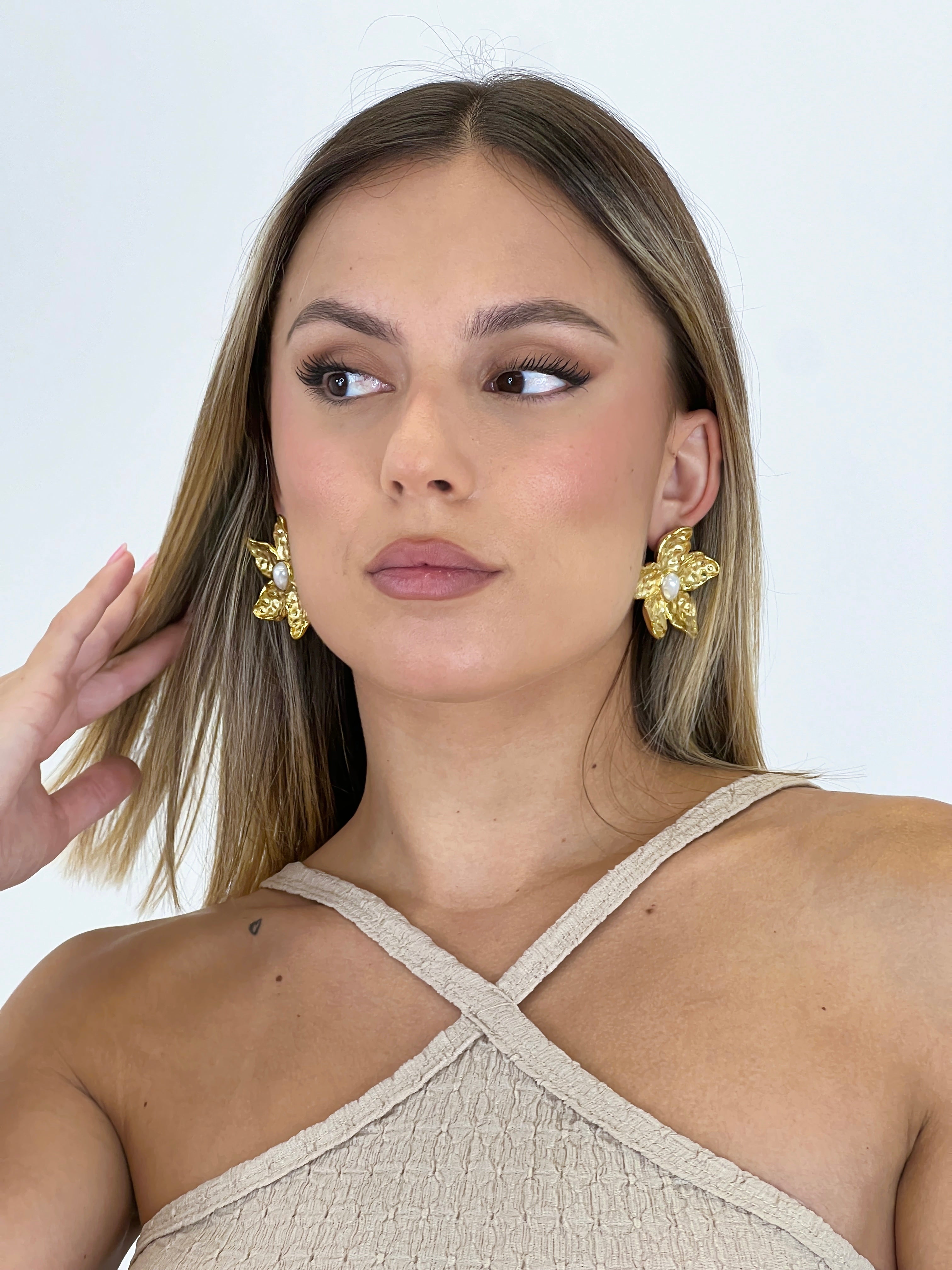 Arracades flor perla