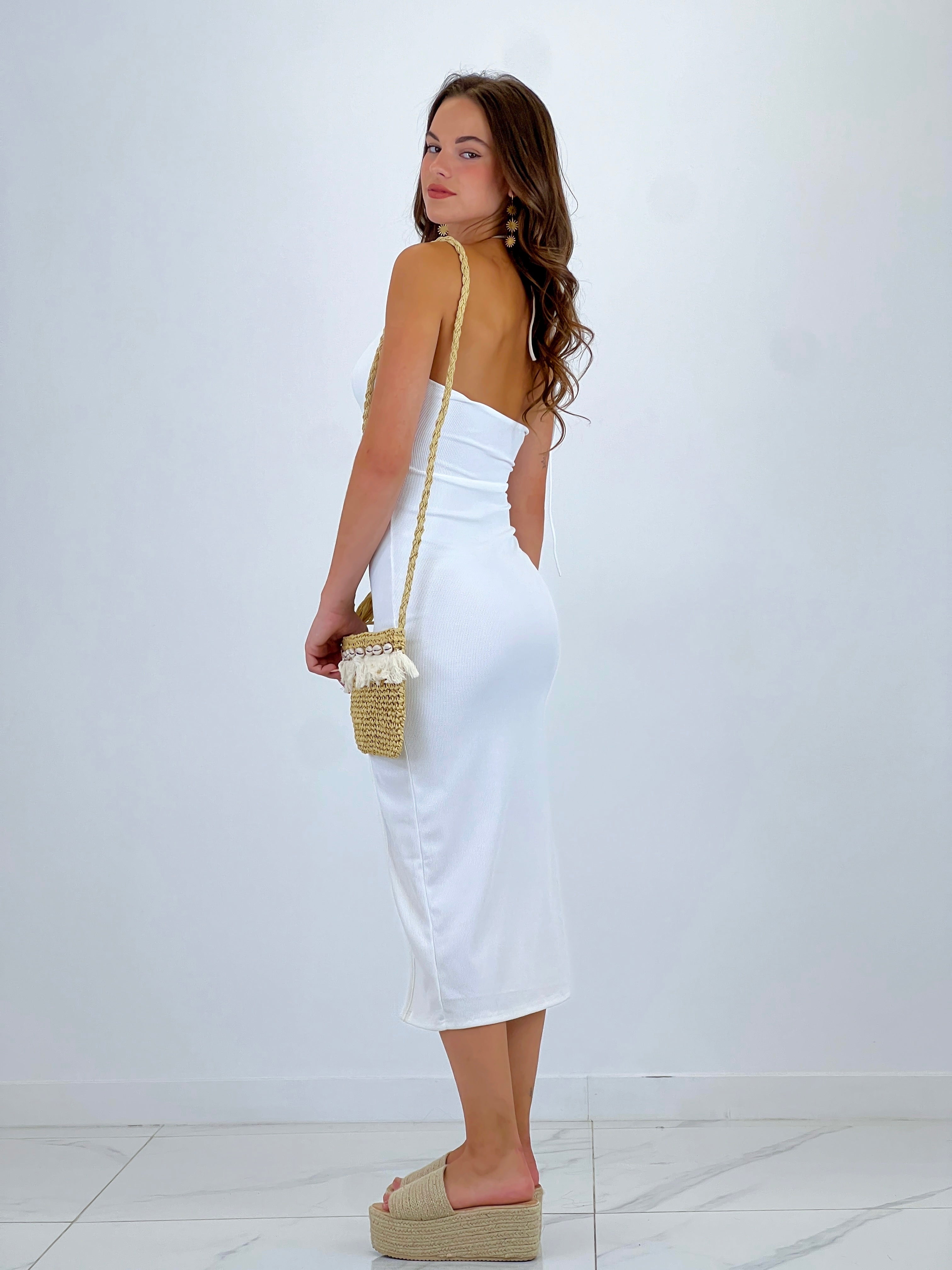 Midi dress with gold detail