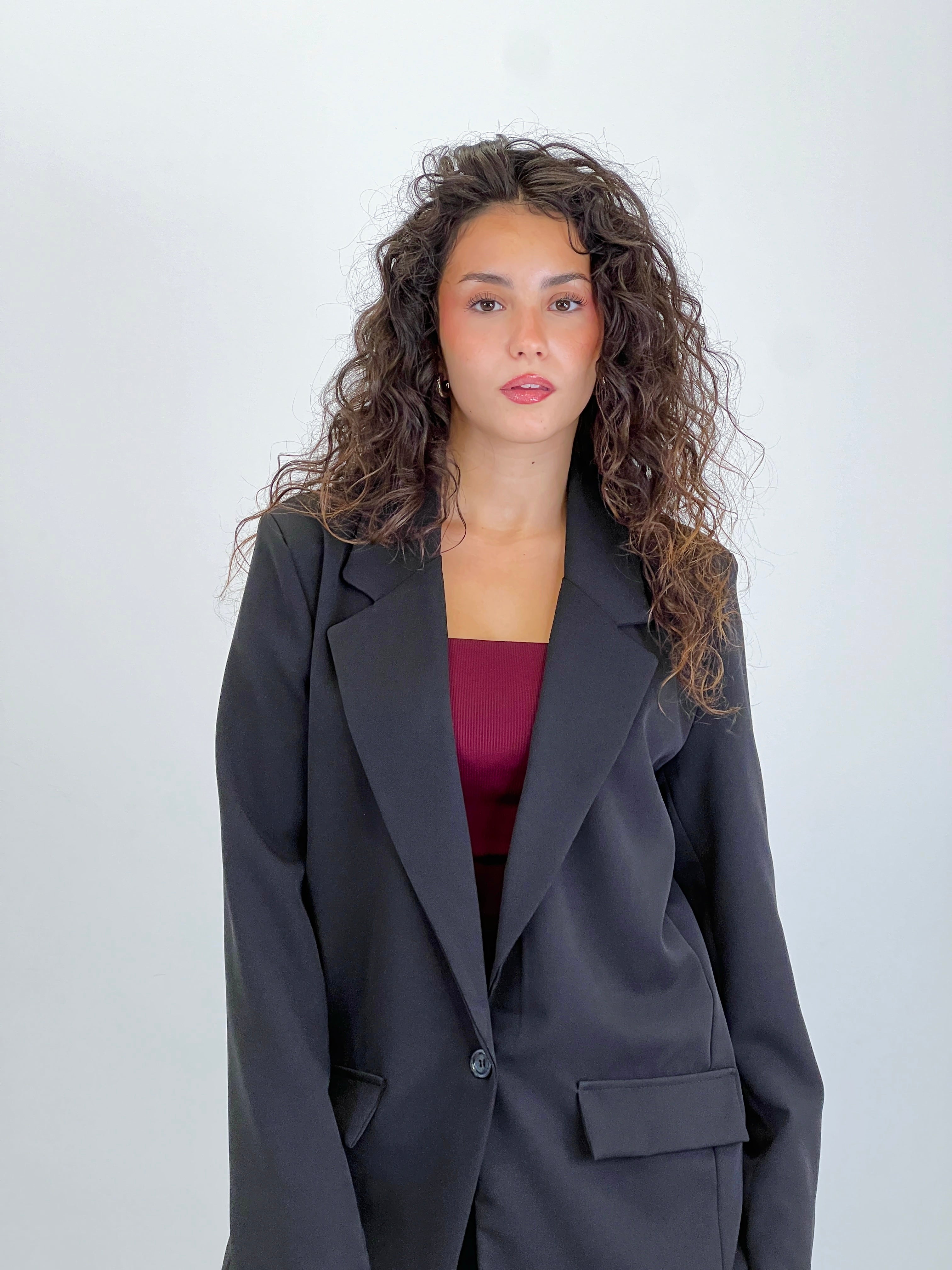 Blazer and straight-leg pants set