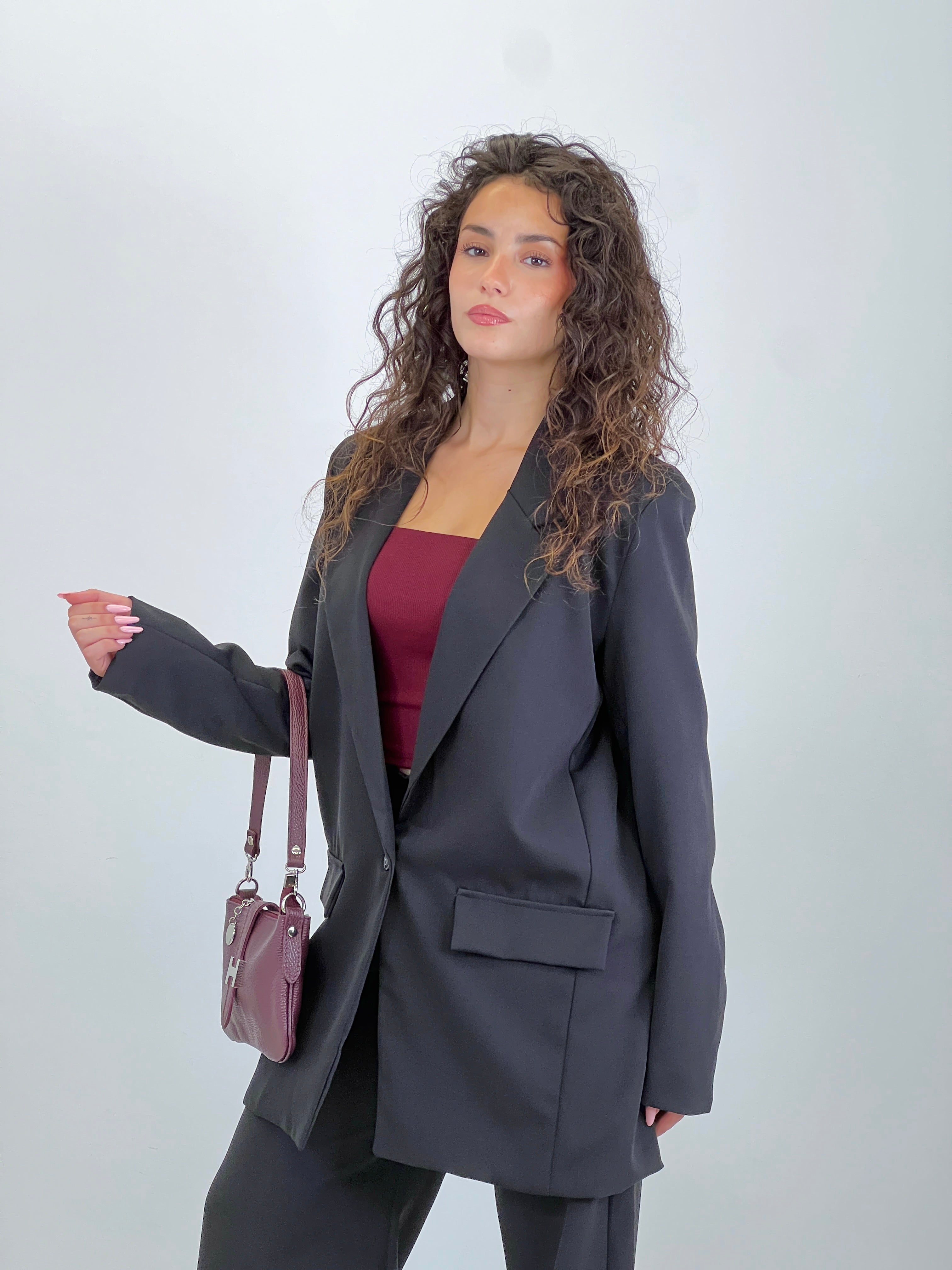 Blazer and straight-leg pants set