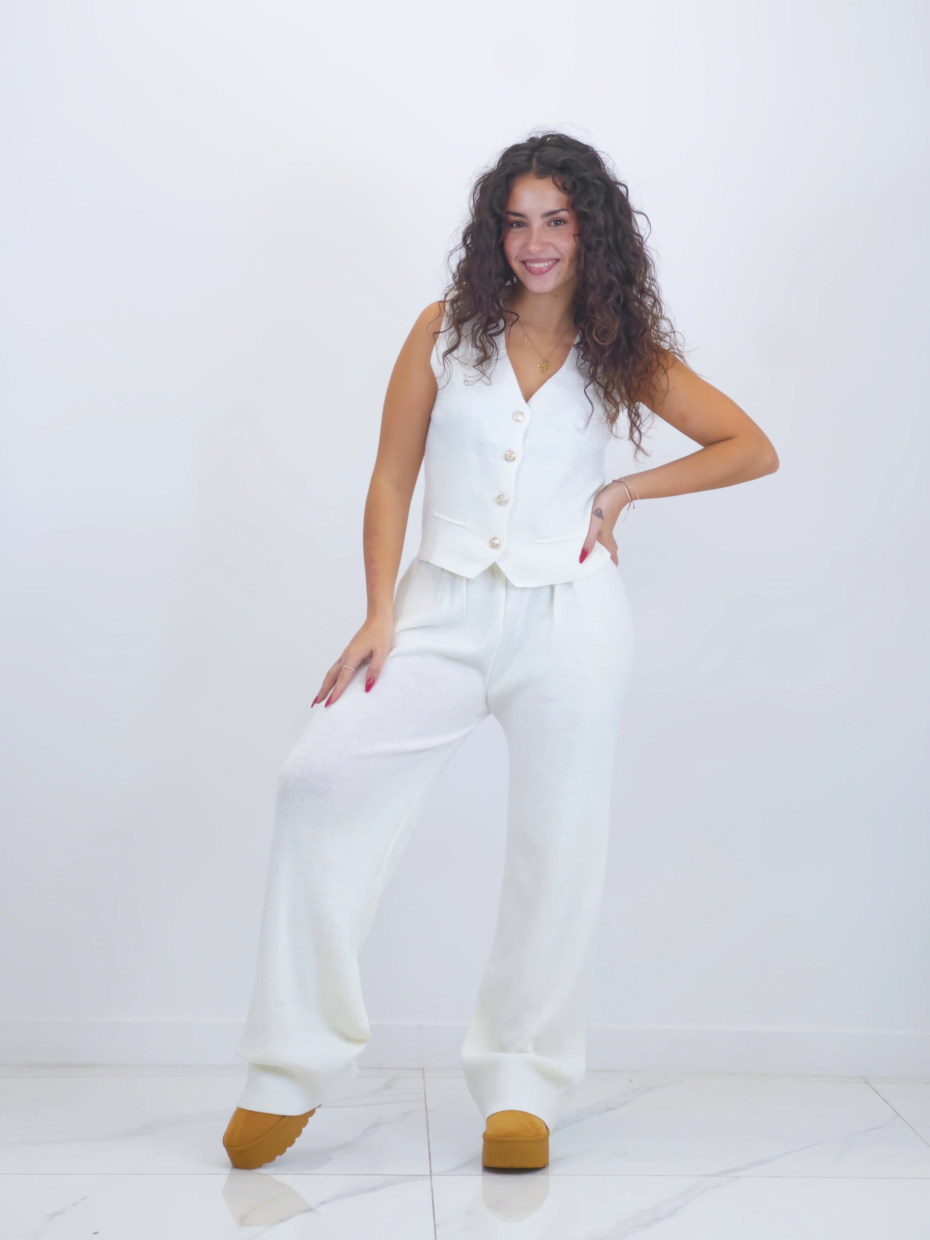 Conjunto punto chaleco y pantalón recto - Zebra&Maduixa®