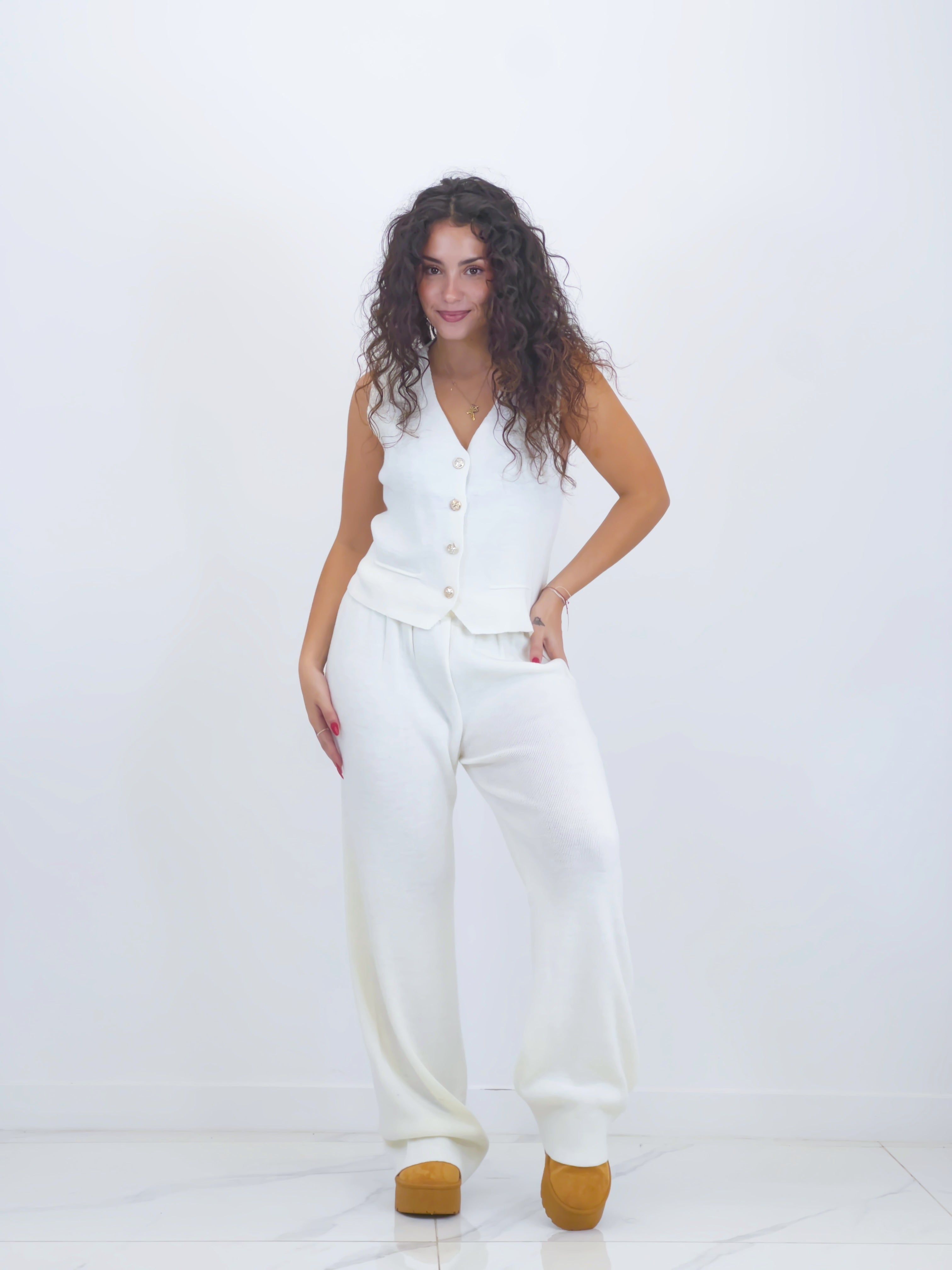 Conjunto punto chaleco y pantalón recto - Zebra&Maduixa®