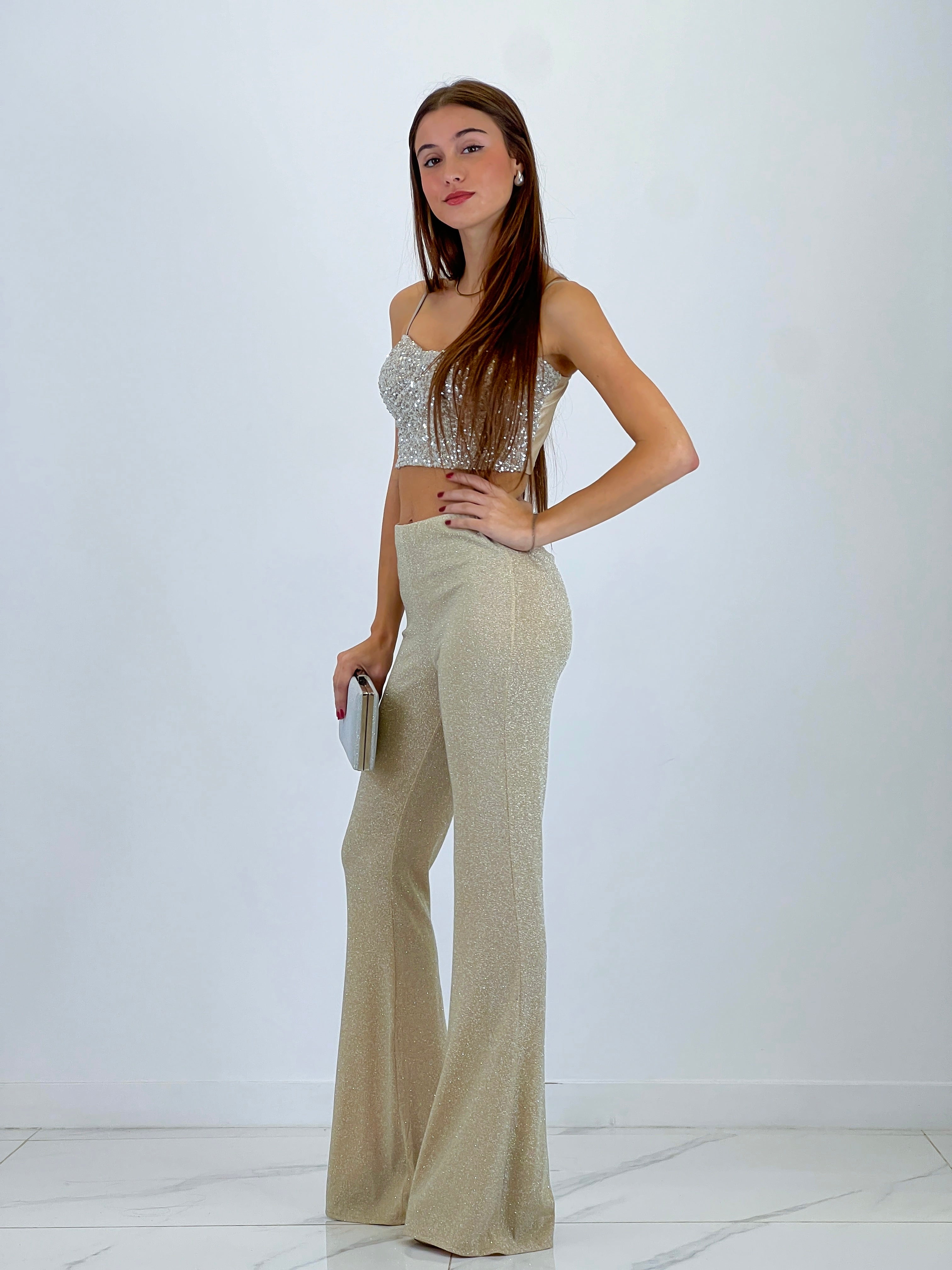 Glitter flare pants