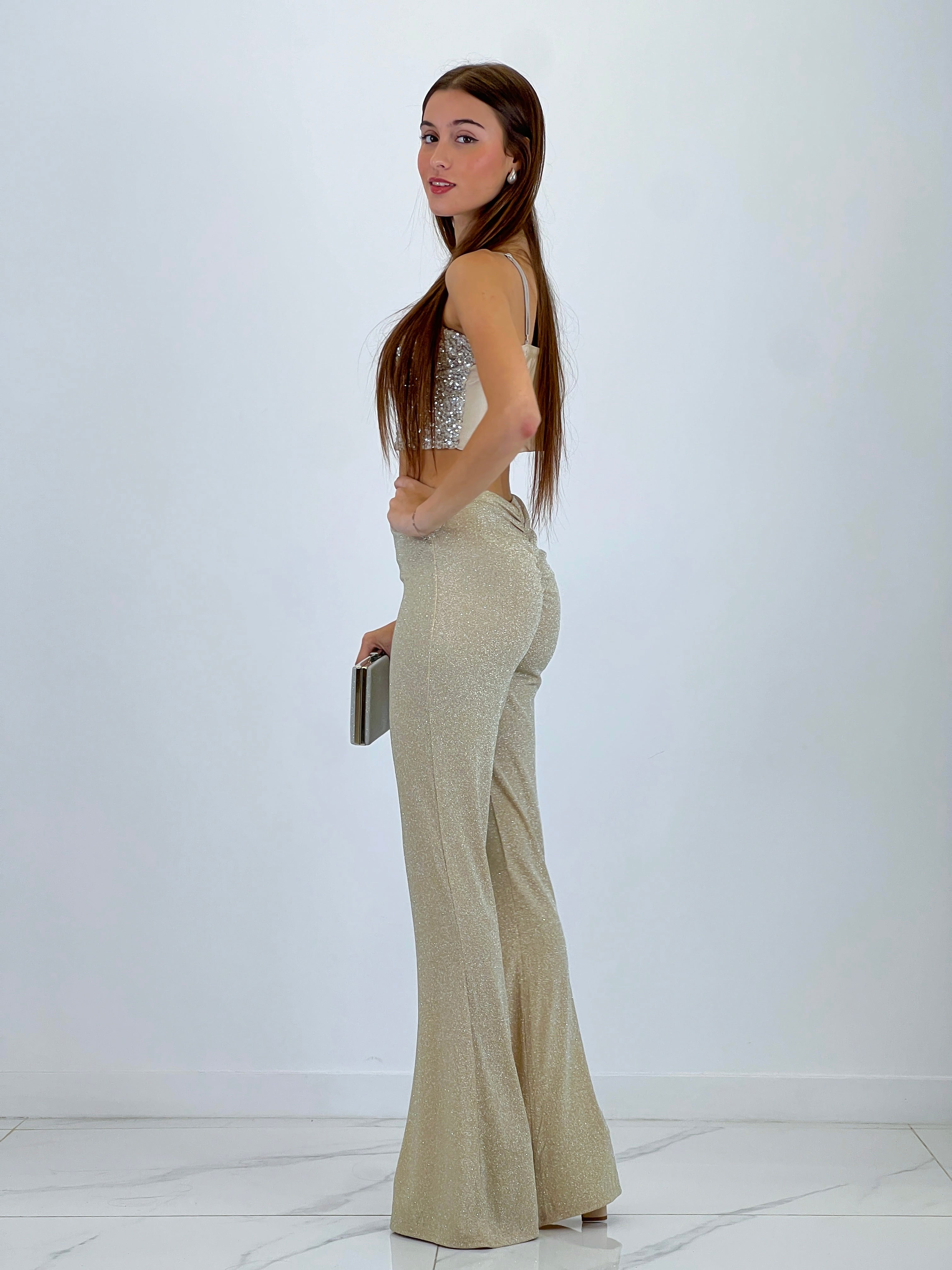 Glitter flare pants