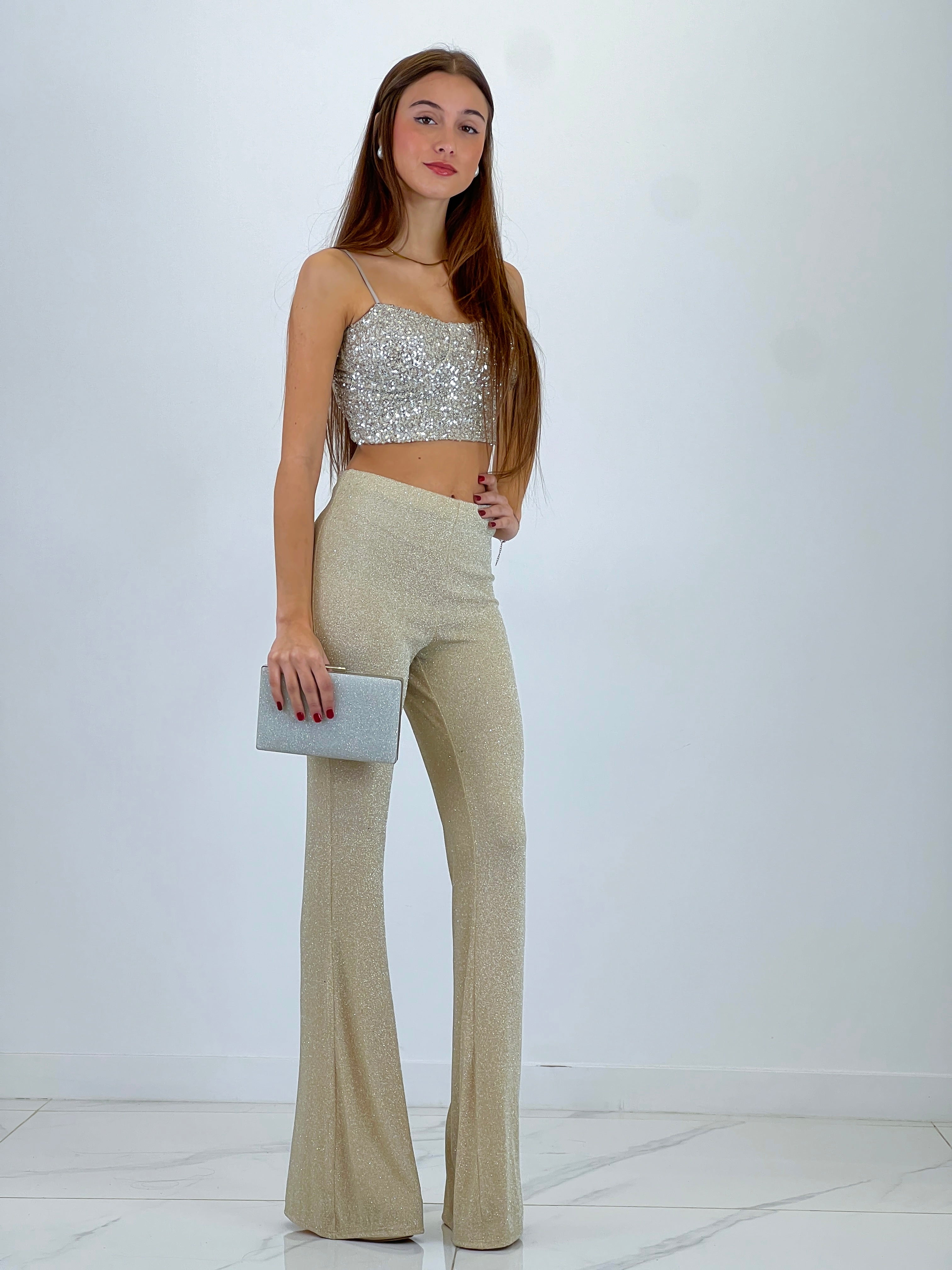 Glitter flare pants