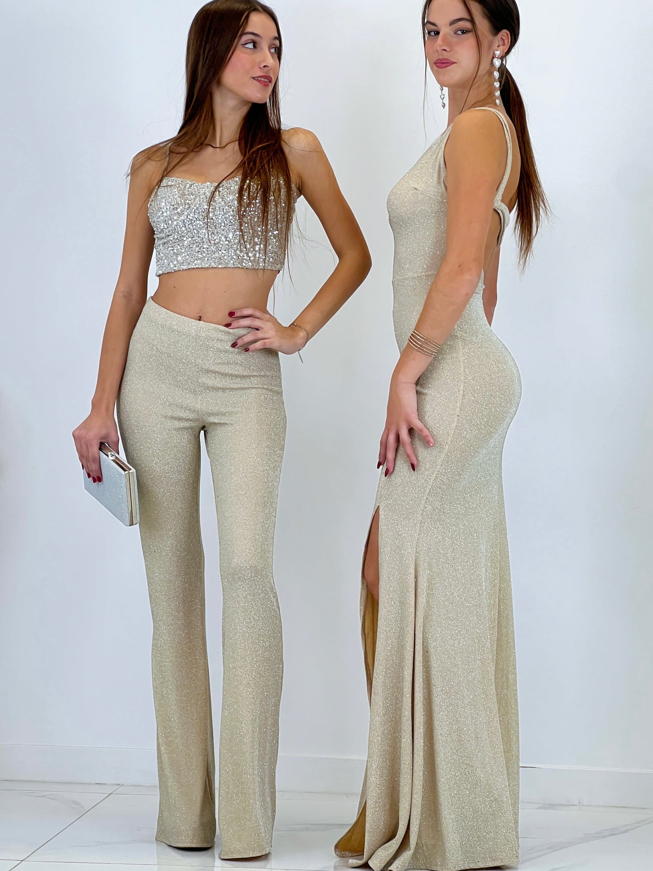 Glitter flare pants