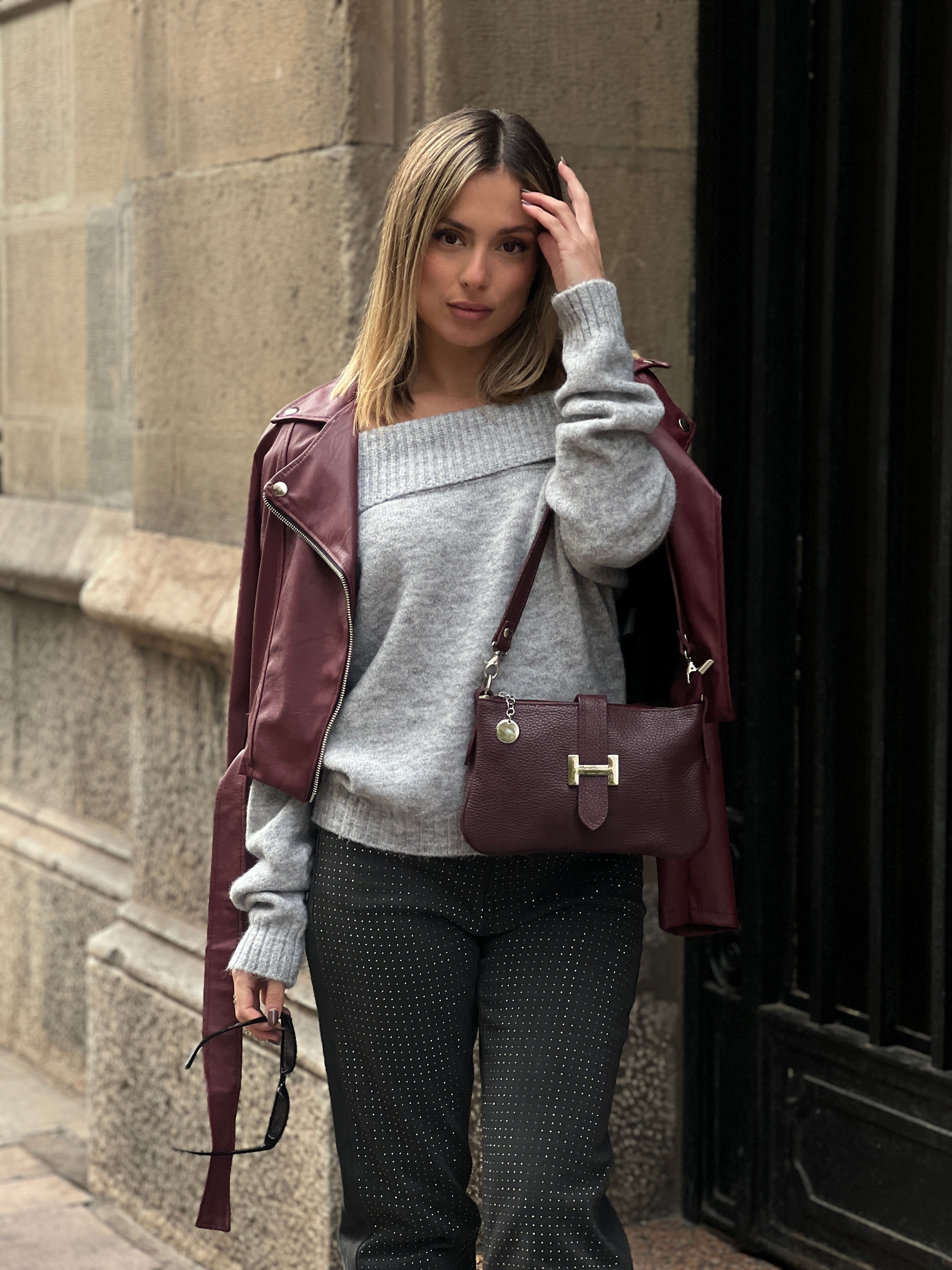 Thick boat neck sweater