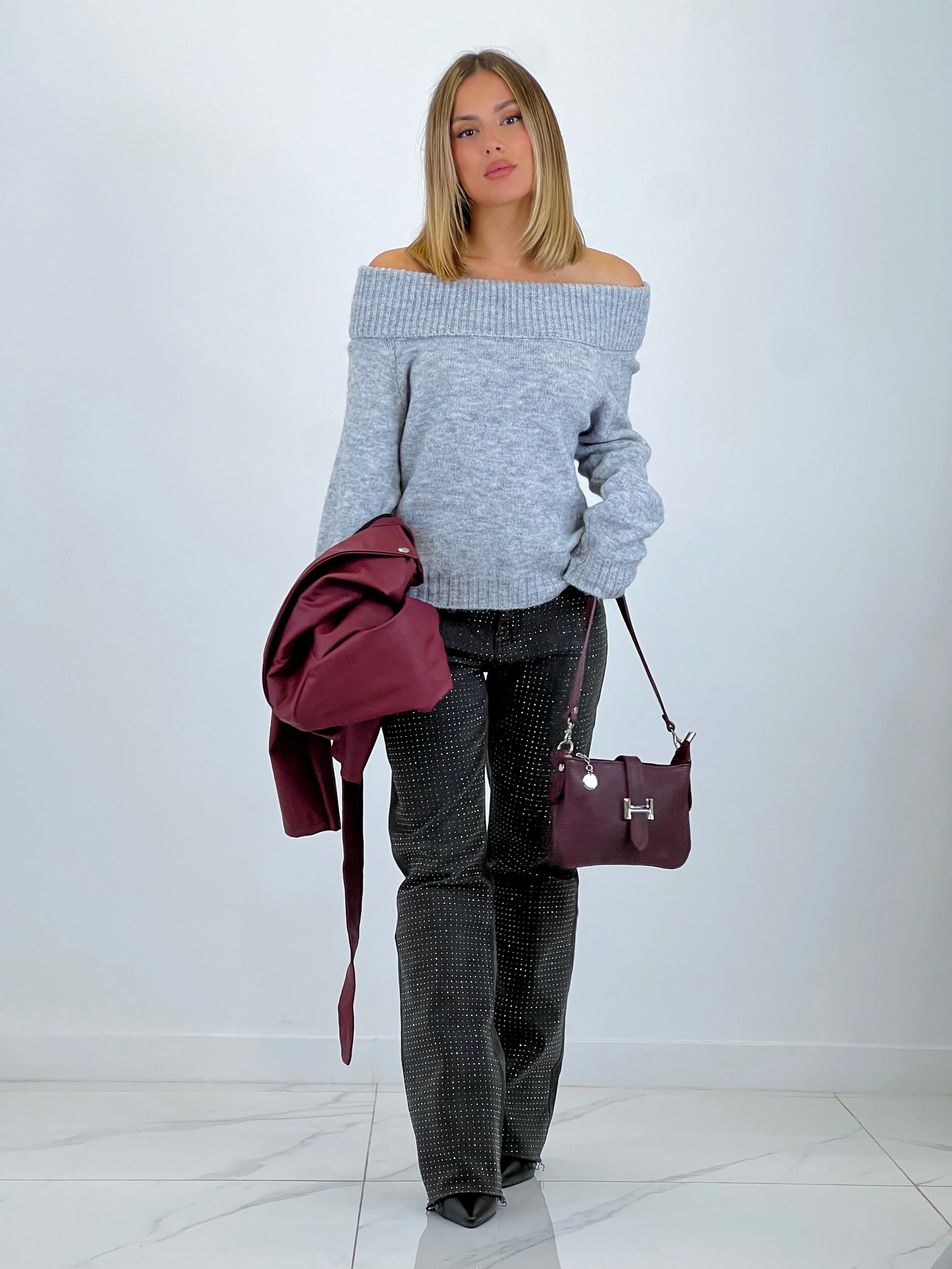 Thick boat neck sweater