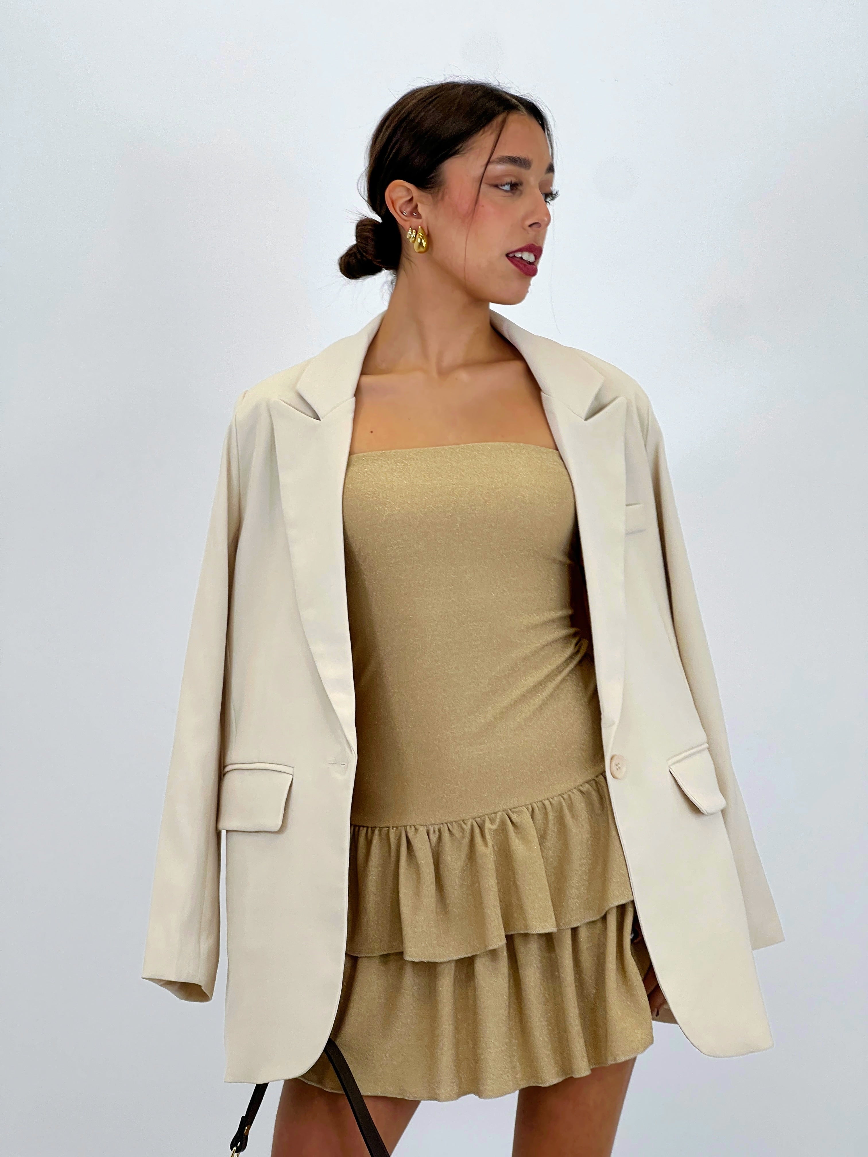 Double ruffle lurex dress