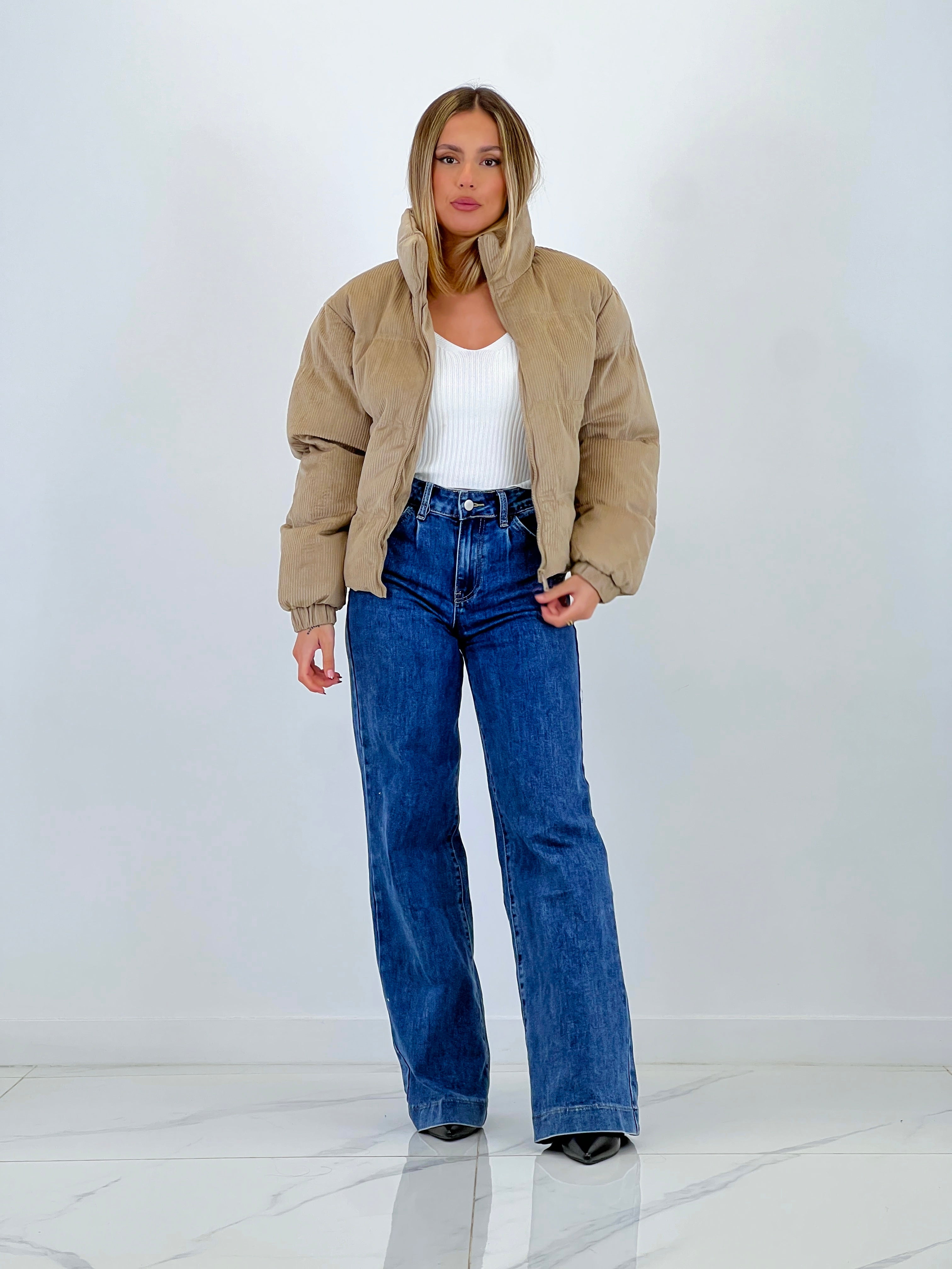 Corduroy puffer jacket