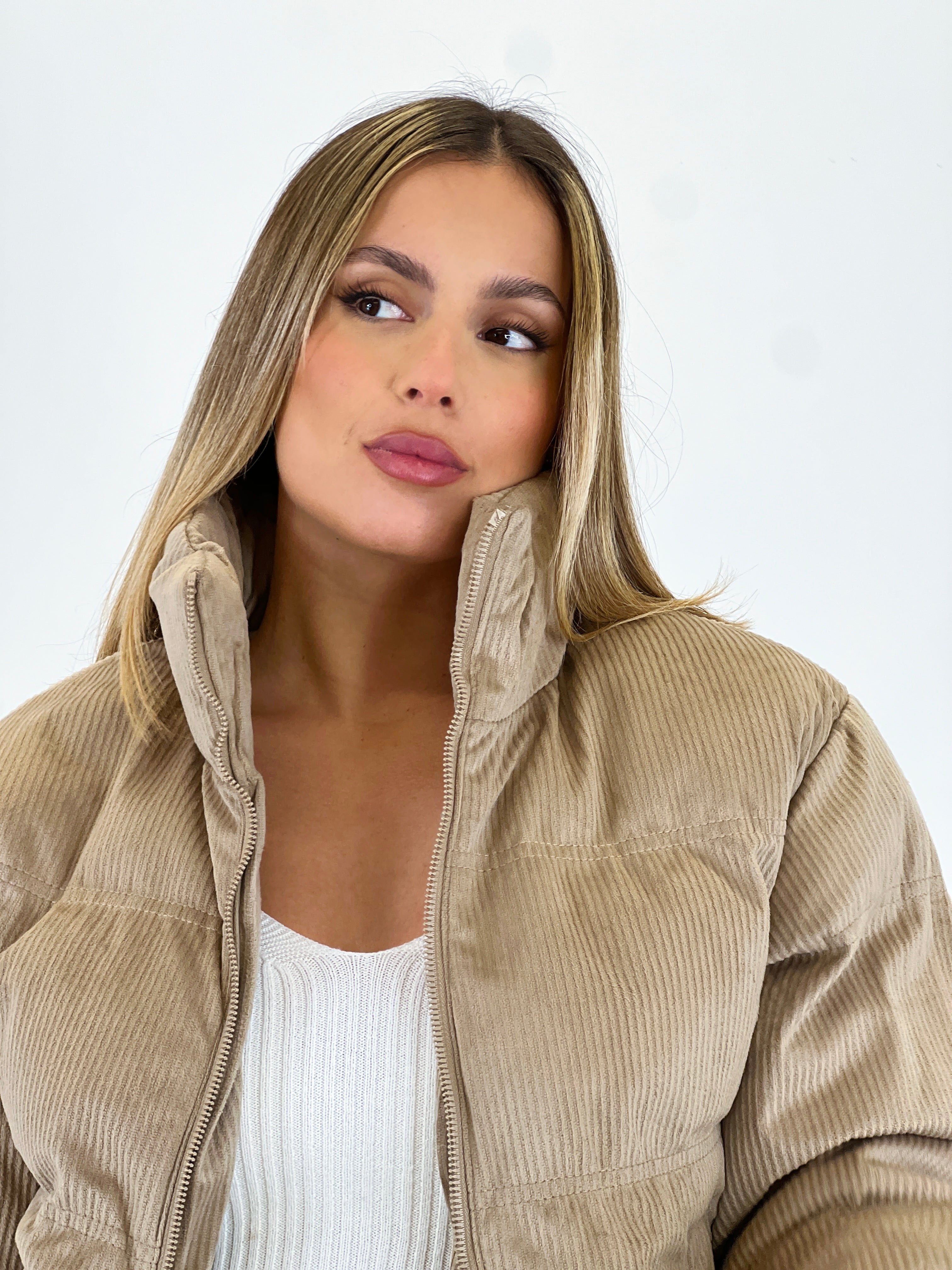 Corduroy puffer jacket