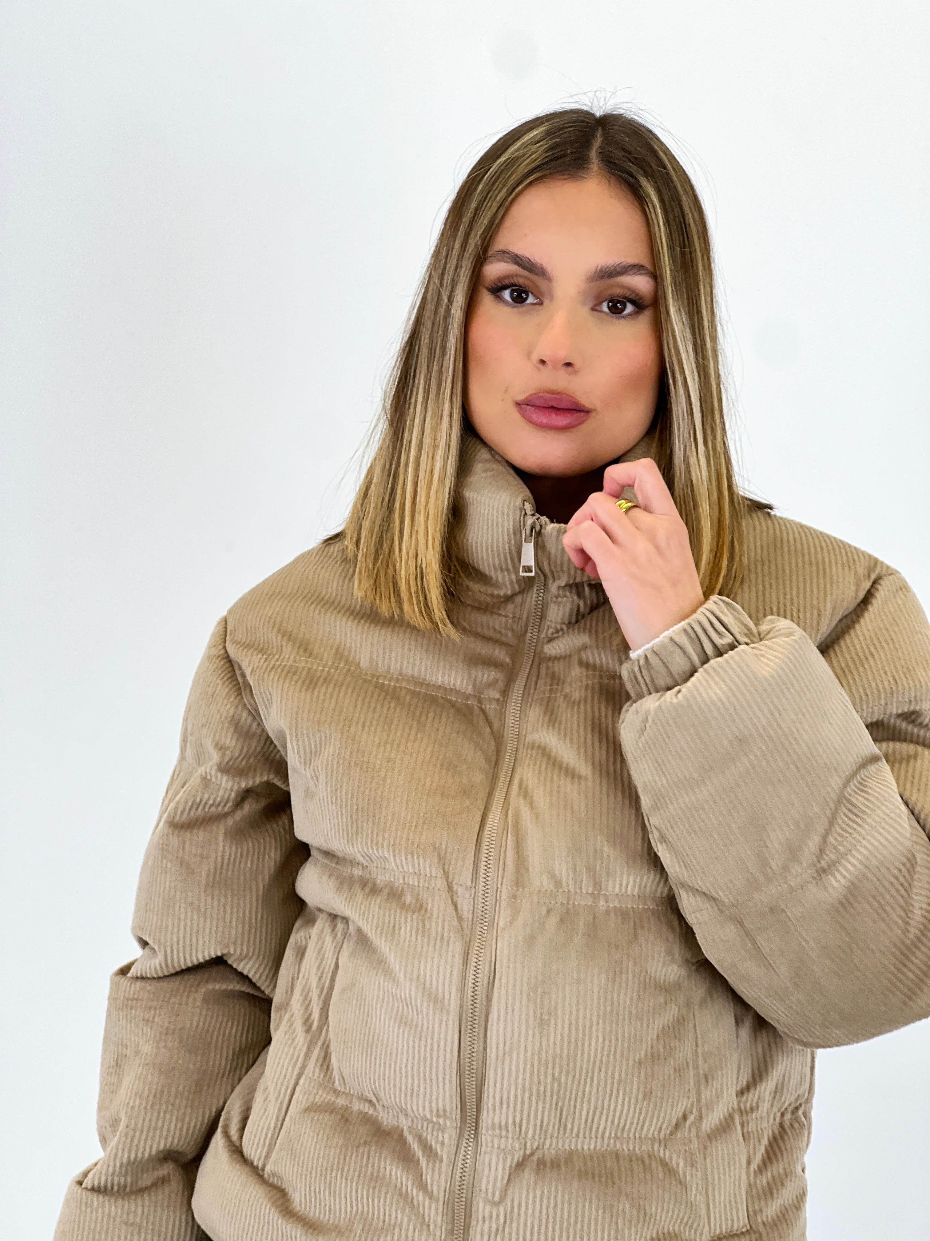 Corduroy puffer jacket