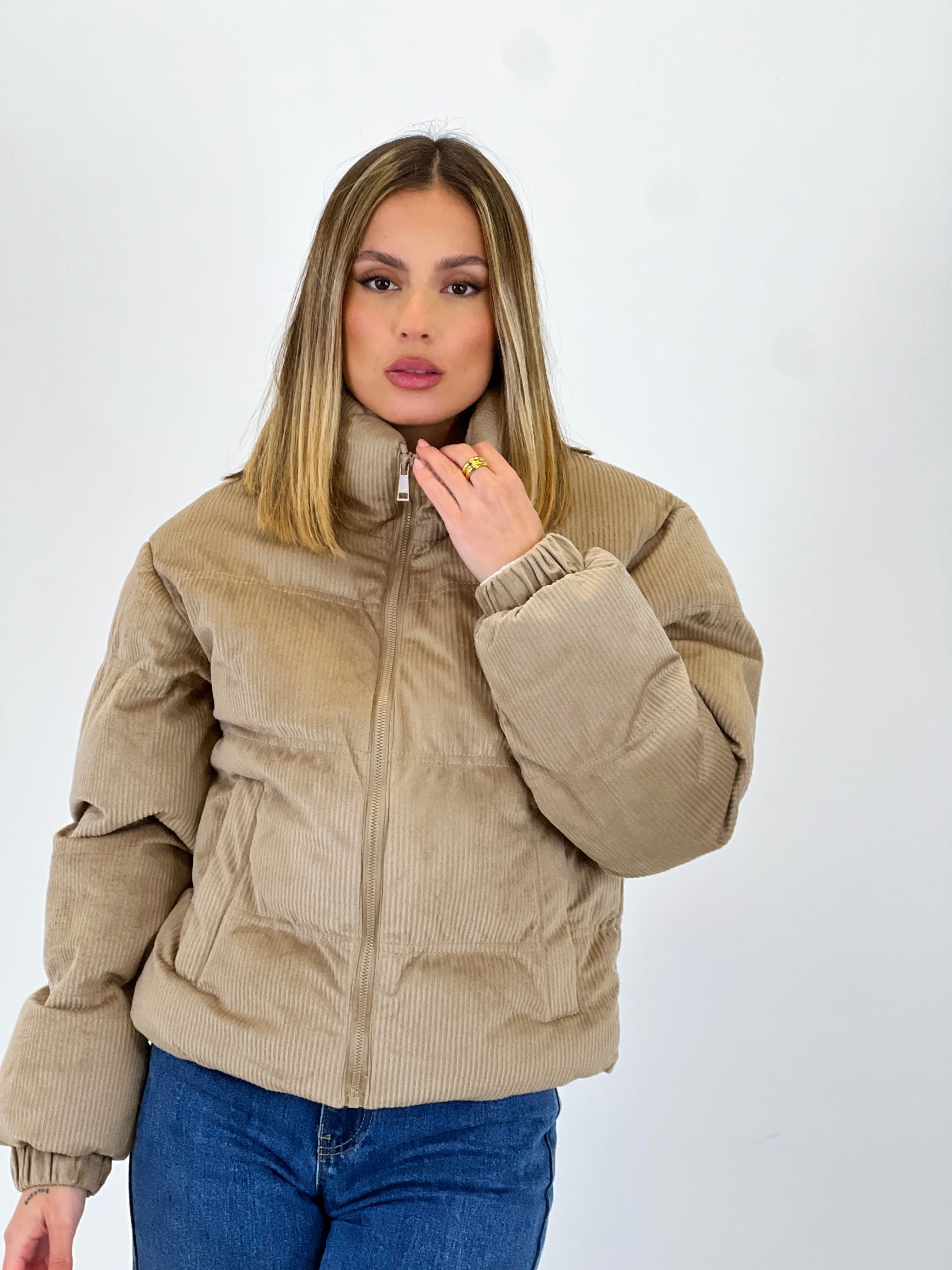 Corduroy puffer jacket