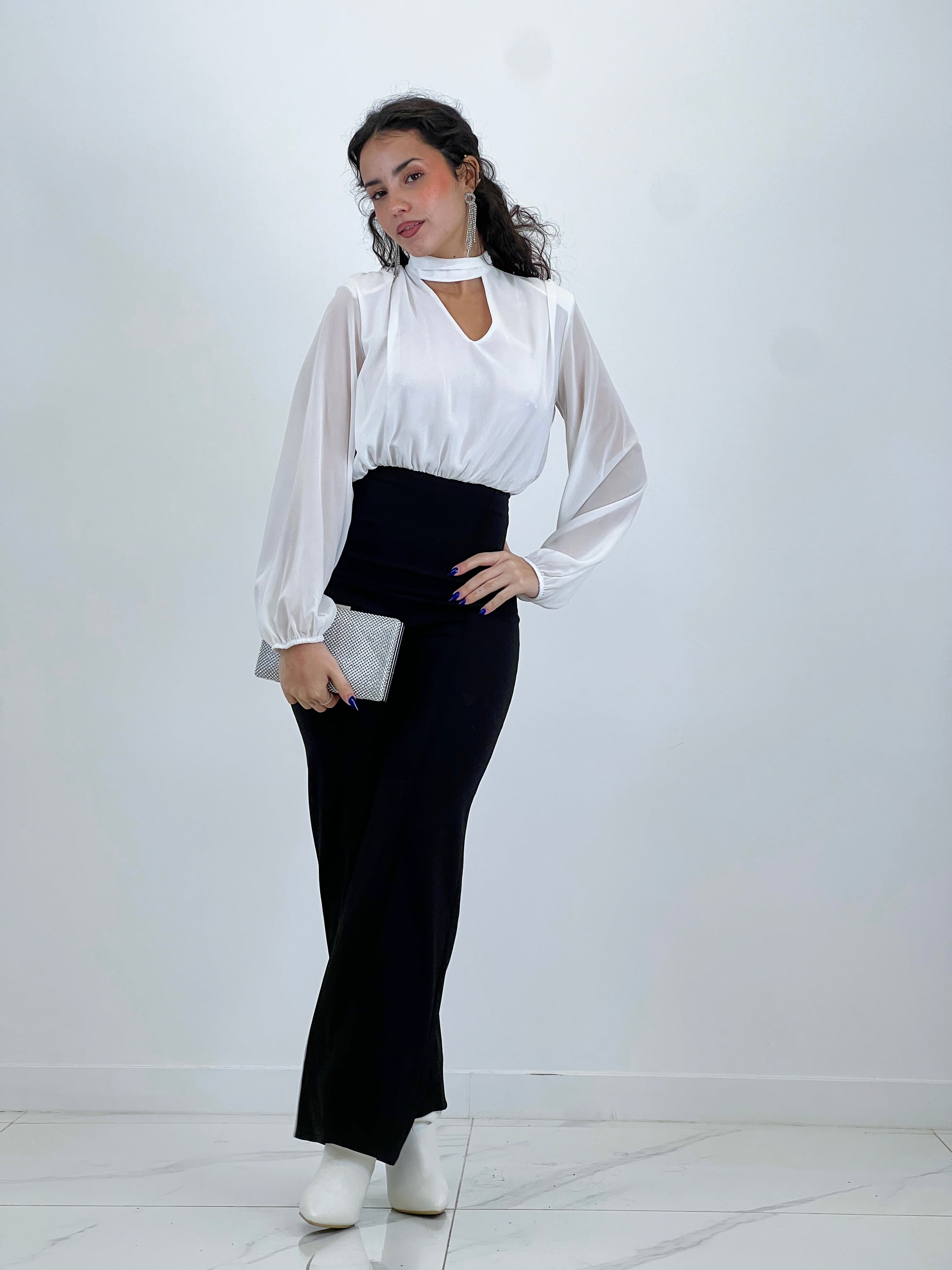 Mono choker manga larga transparencias