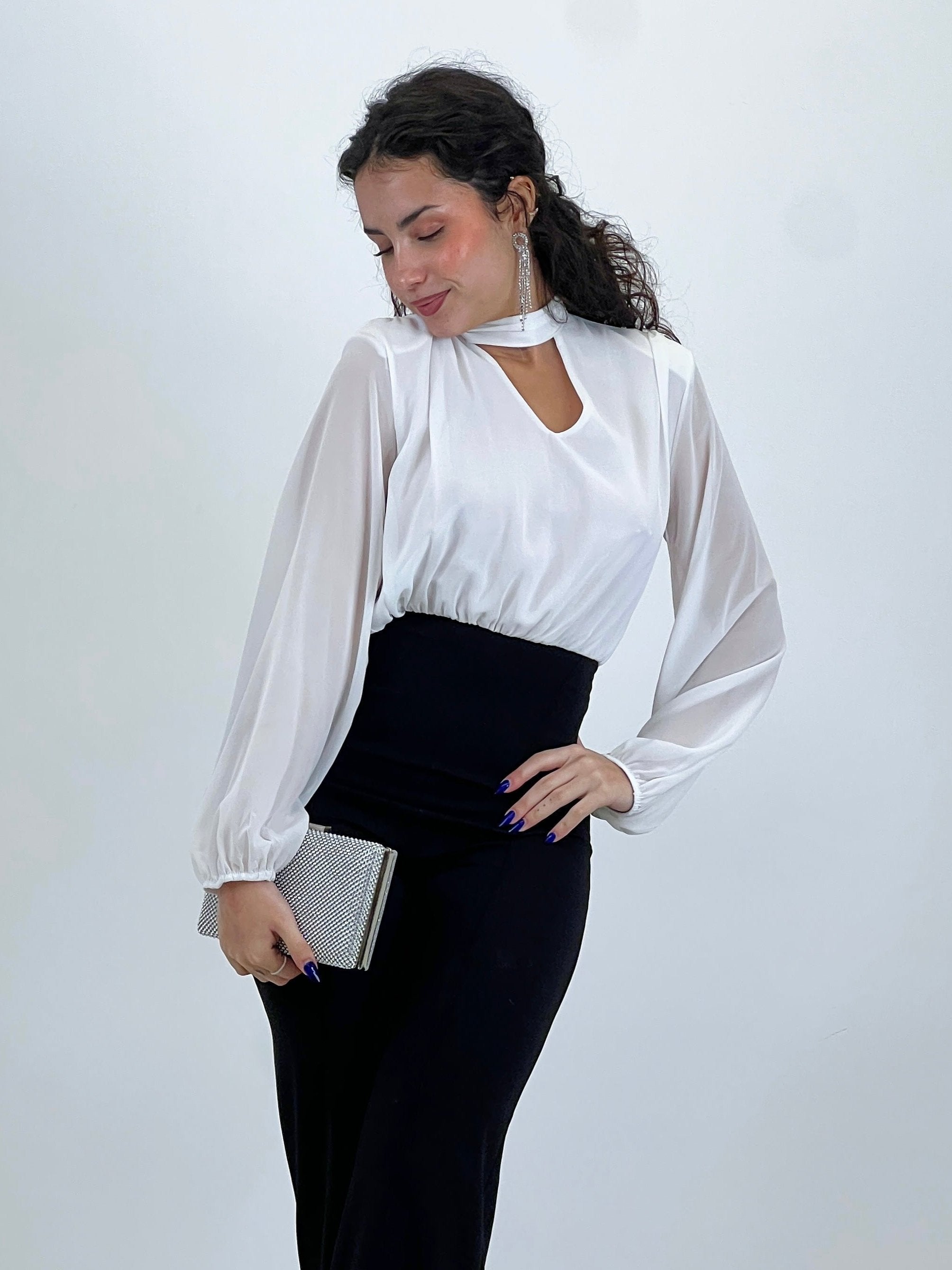 Mono choker manga larga transparencias