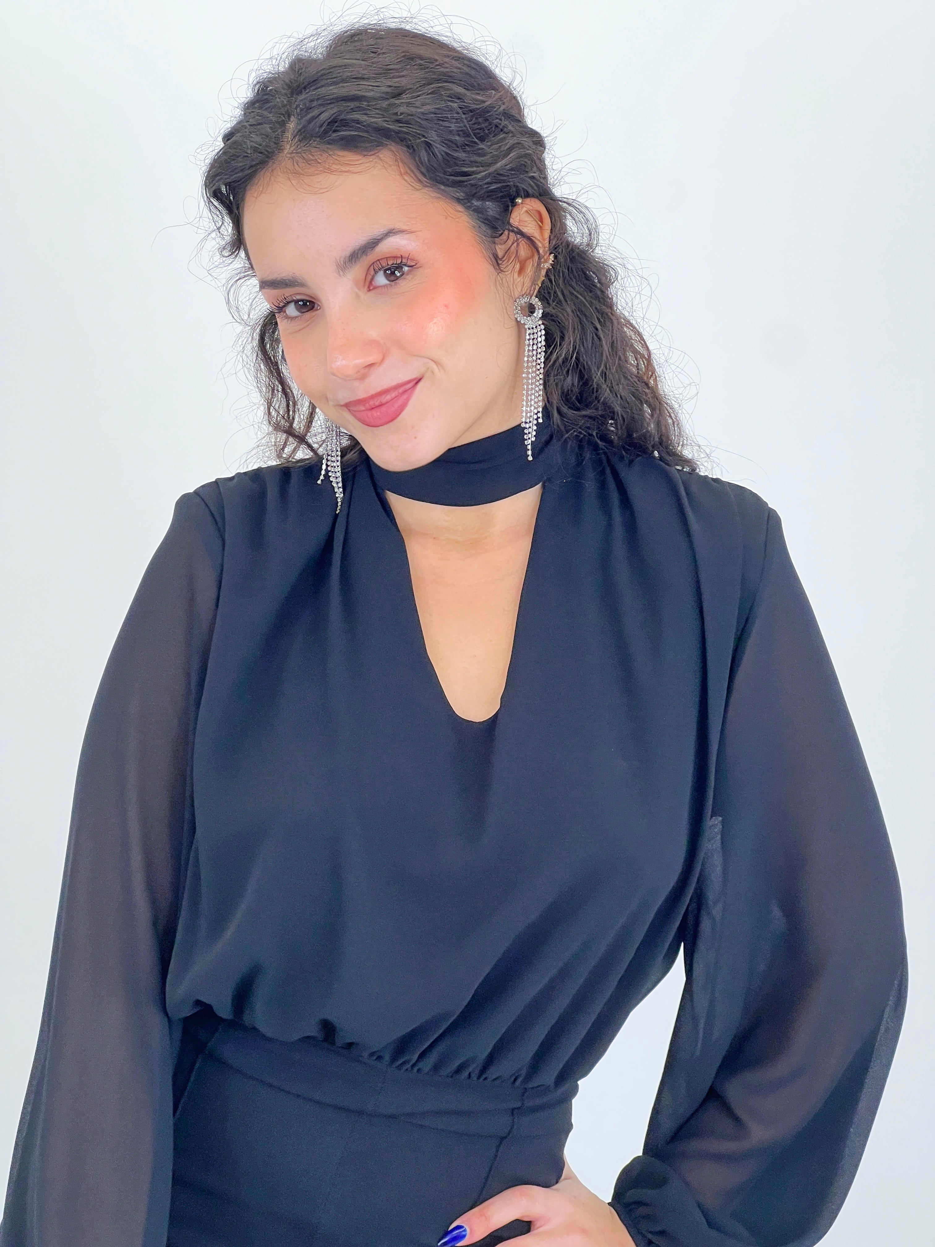 Mono choker manga larga transparencias