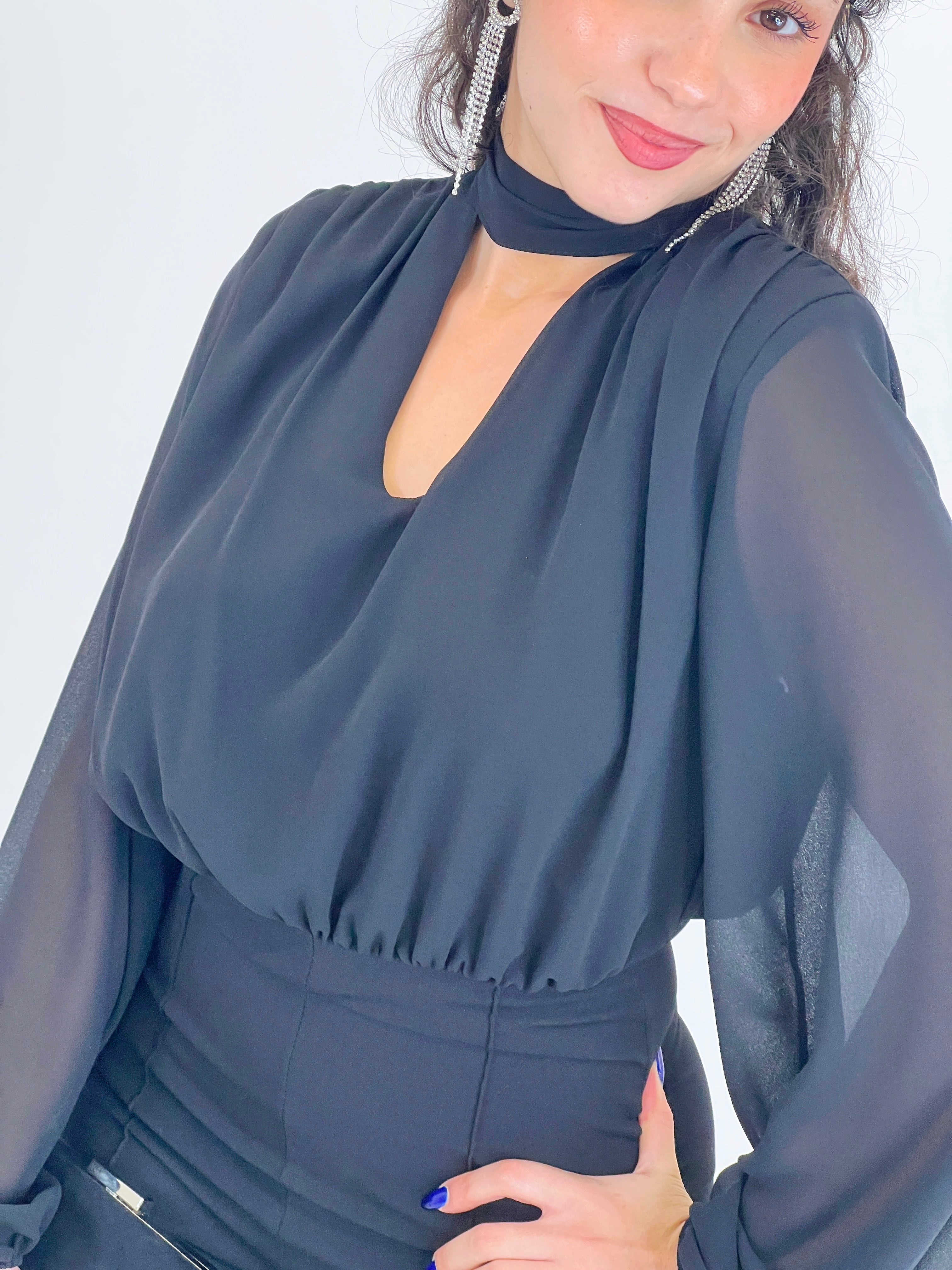 Mono choker manga larga transparencias