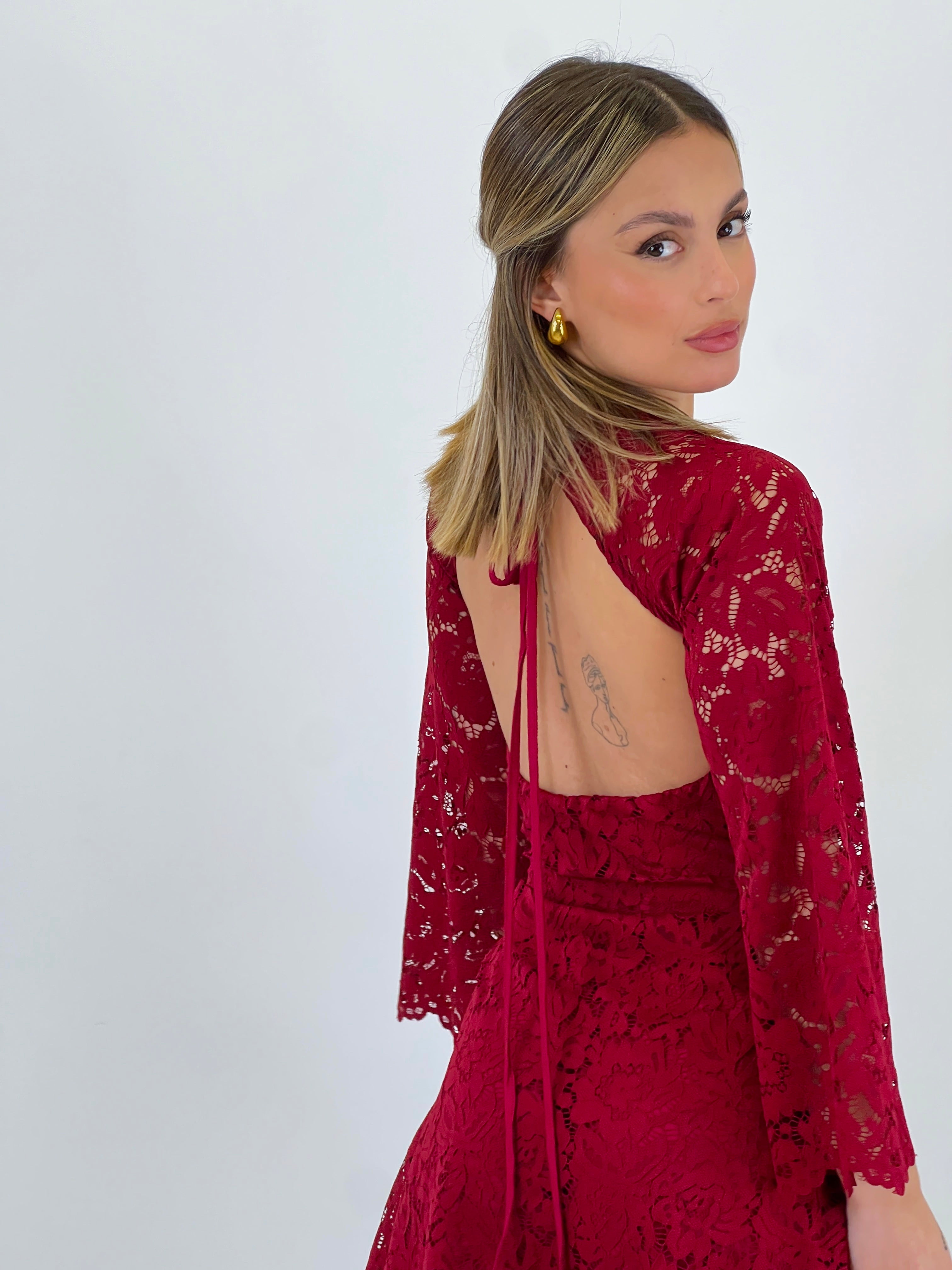 Flared sleeve flared dress