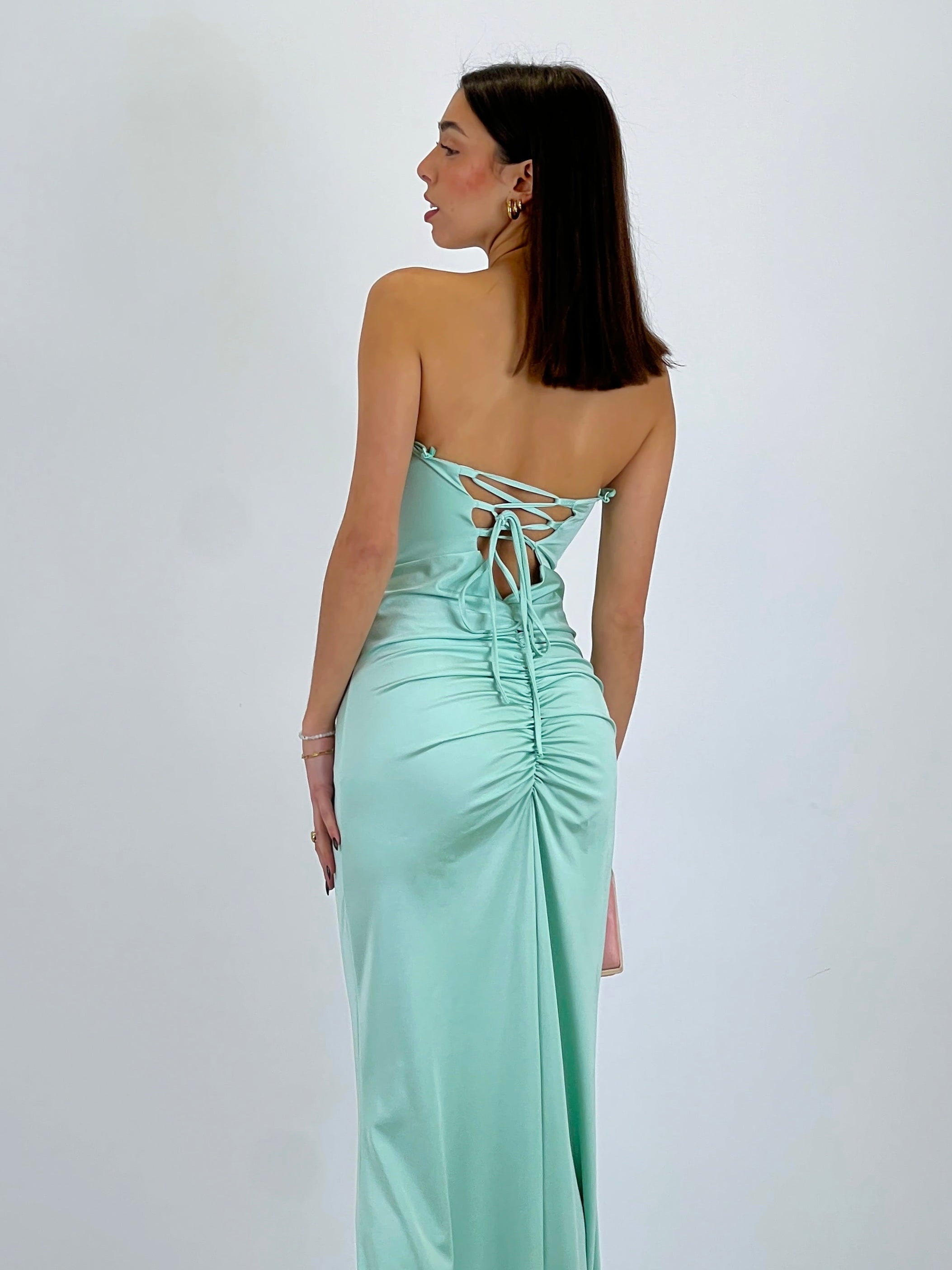 Dina ruched cross-back dress