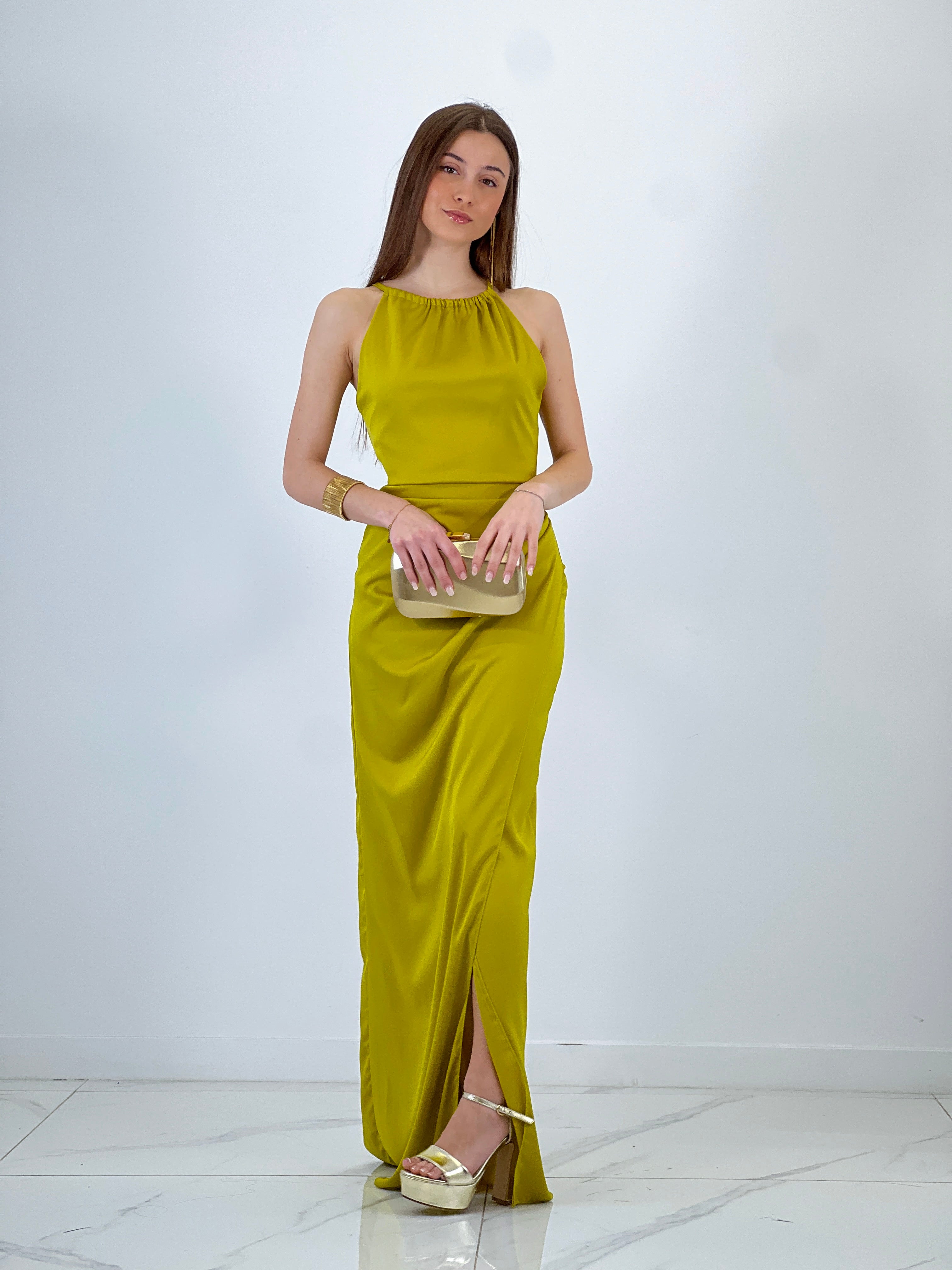 Gala halter satin dress