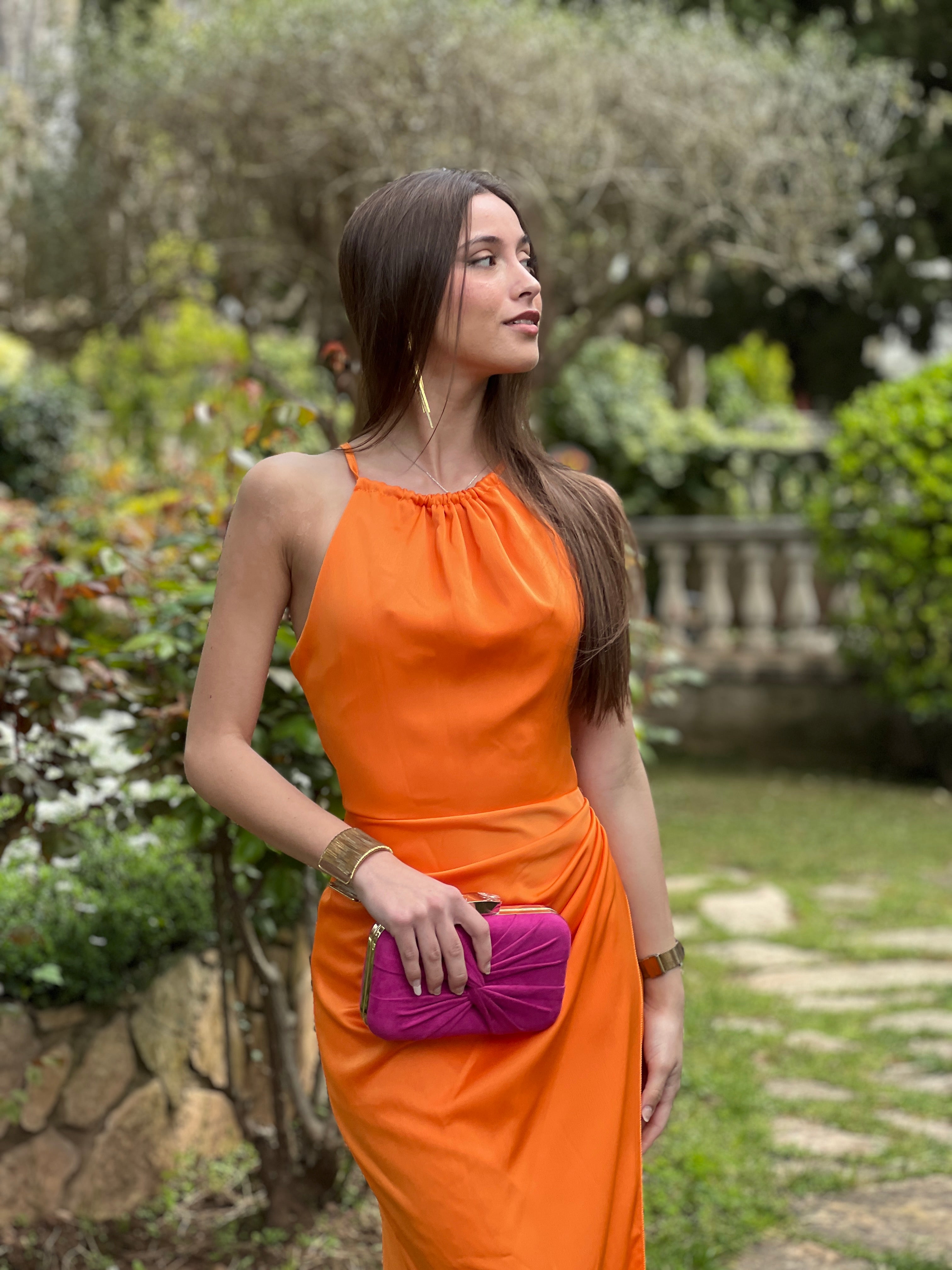 Gala halter satin dress