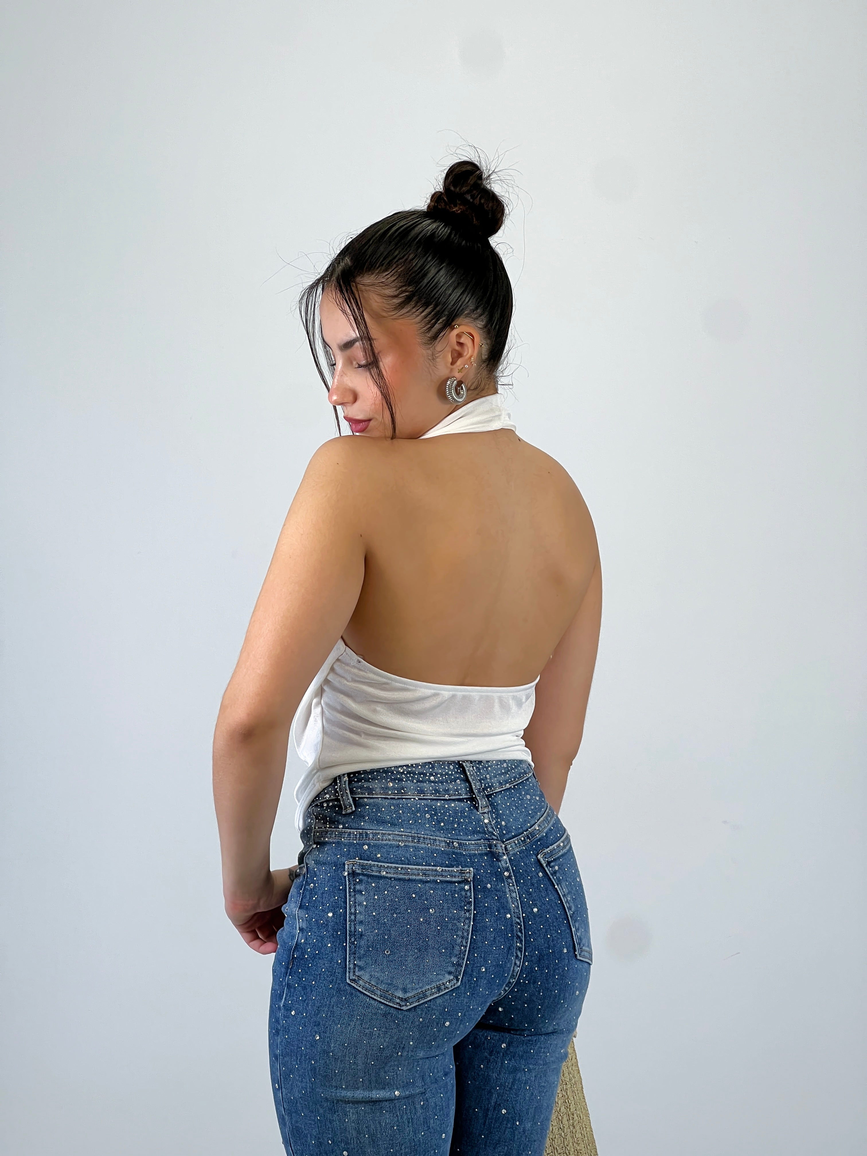 Straight Jeans with Rhinestones