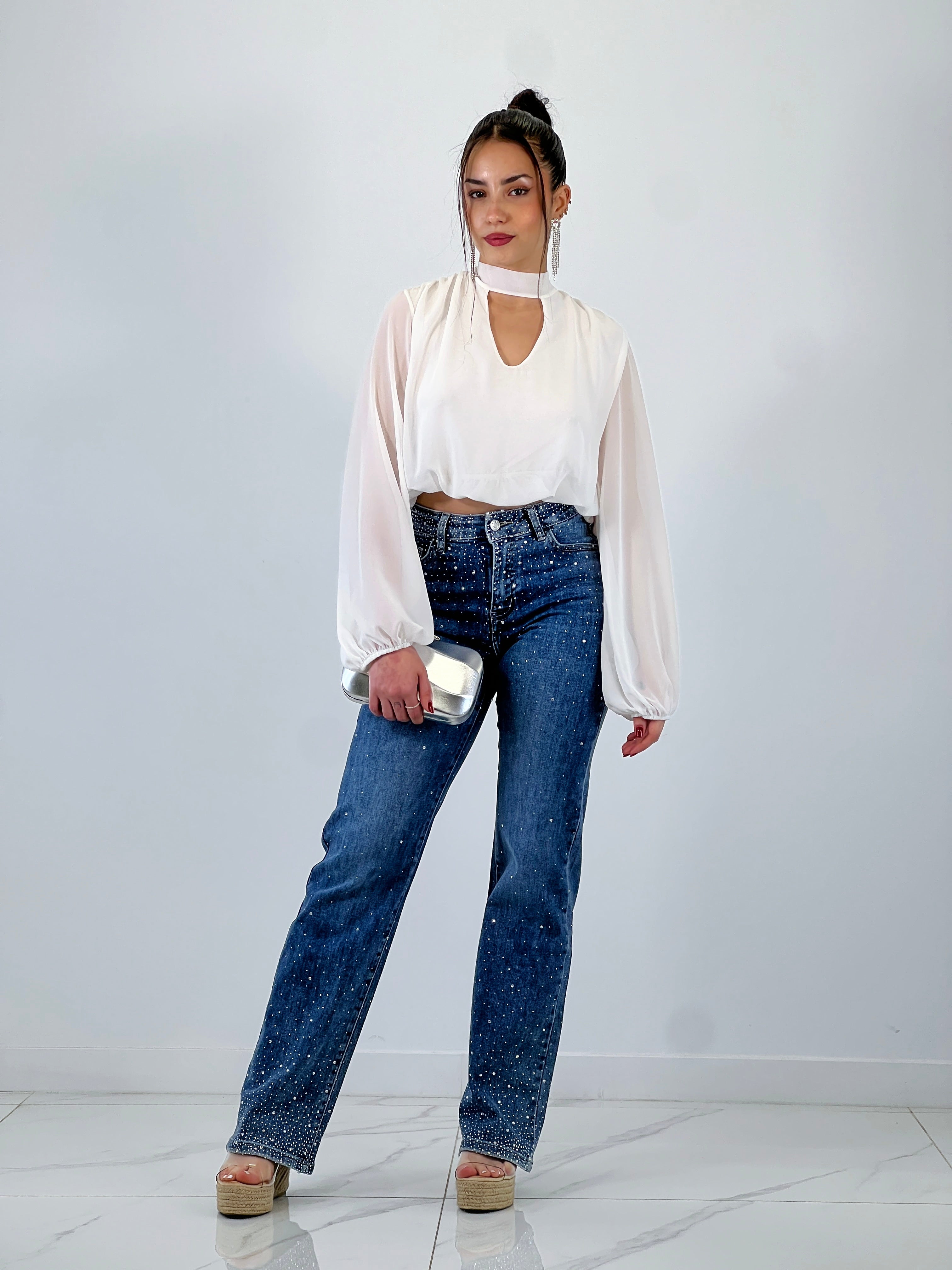 Blusa crop gasa choker - Zebra&Maduixa®