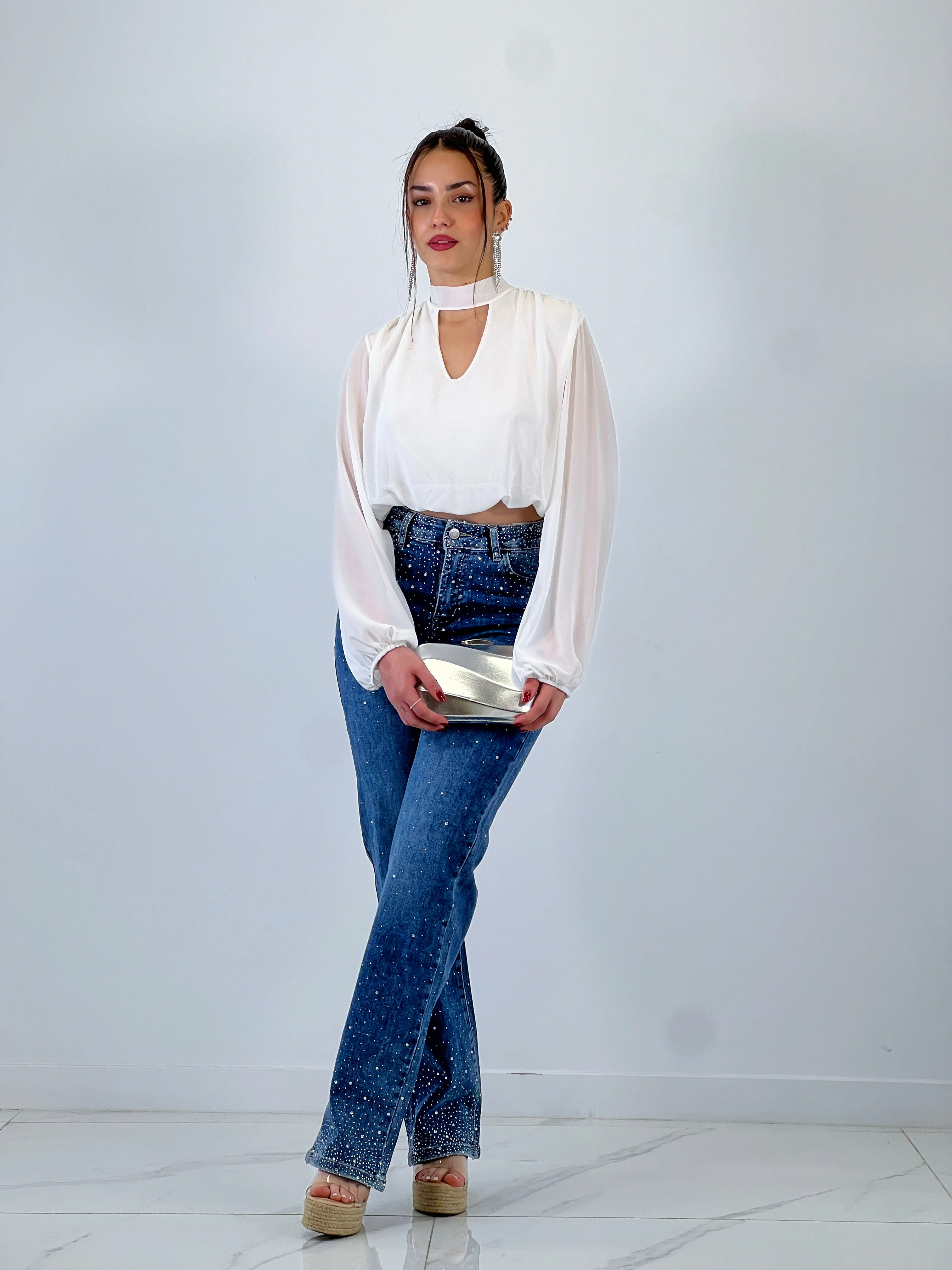 Blusa crop gasa choker - Zebra&Maduixa®