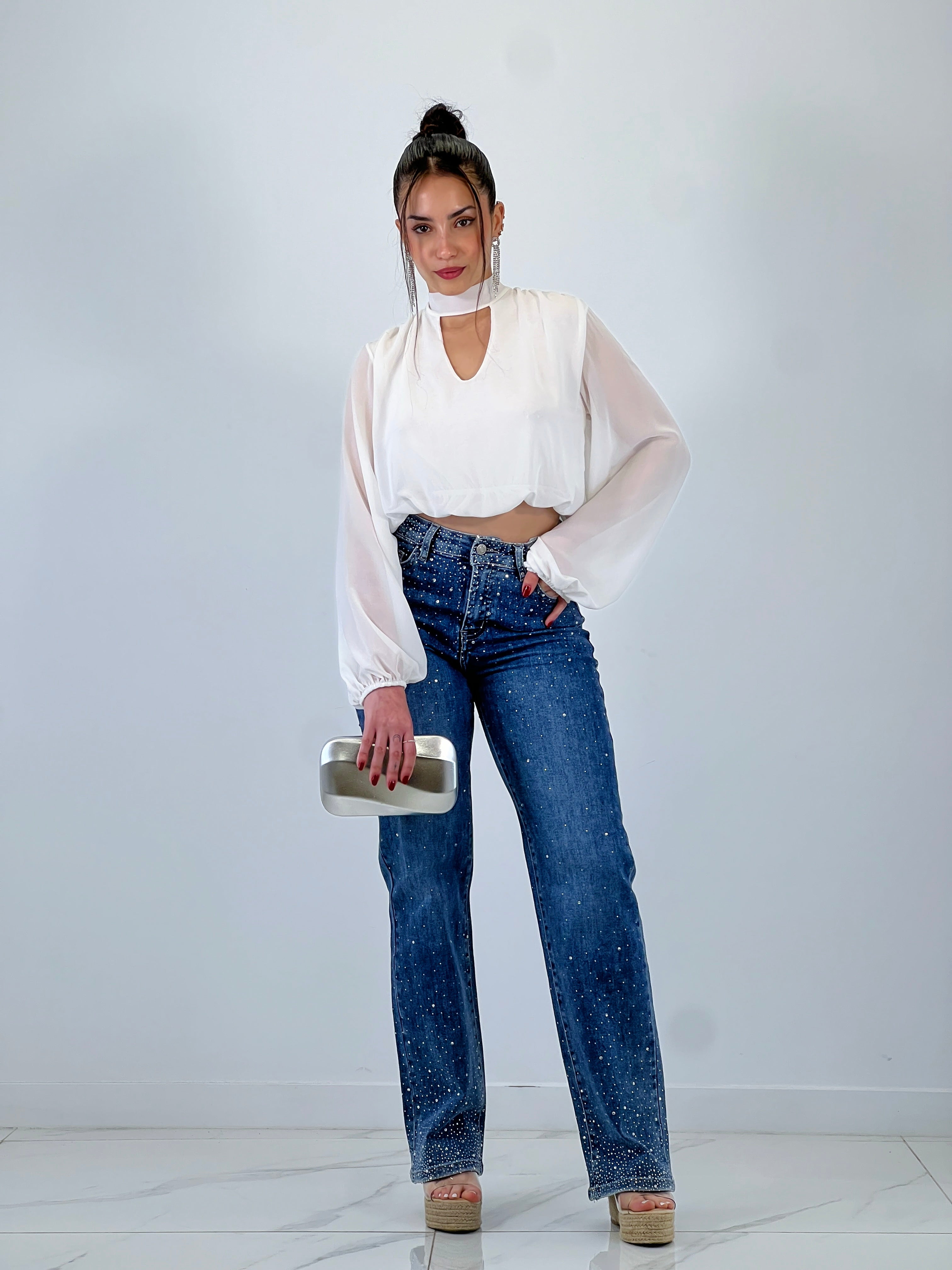 Blusa crop gasa choker - Zebra&Maduixa®