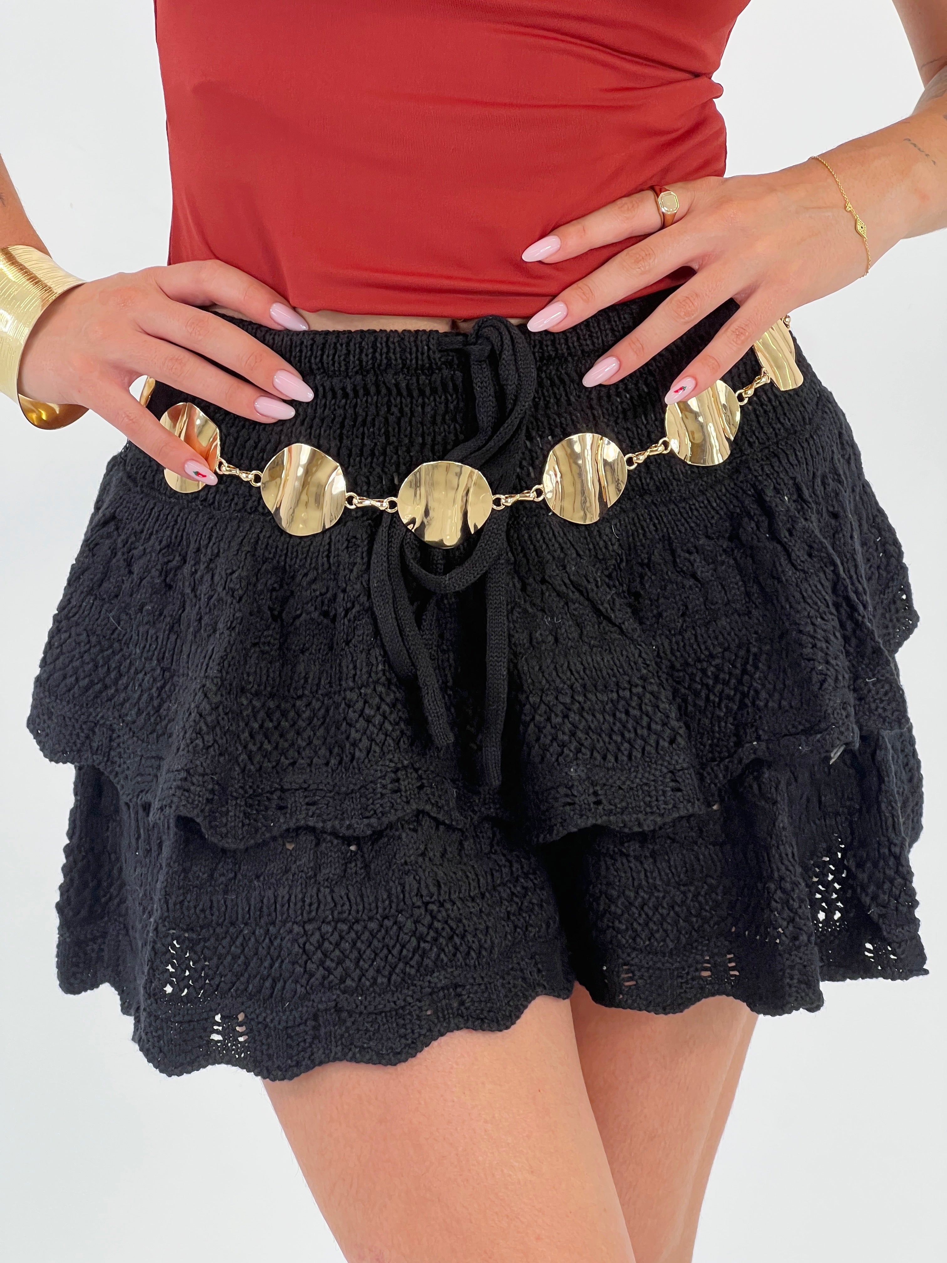 Cinturón metálico círculos