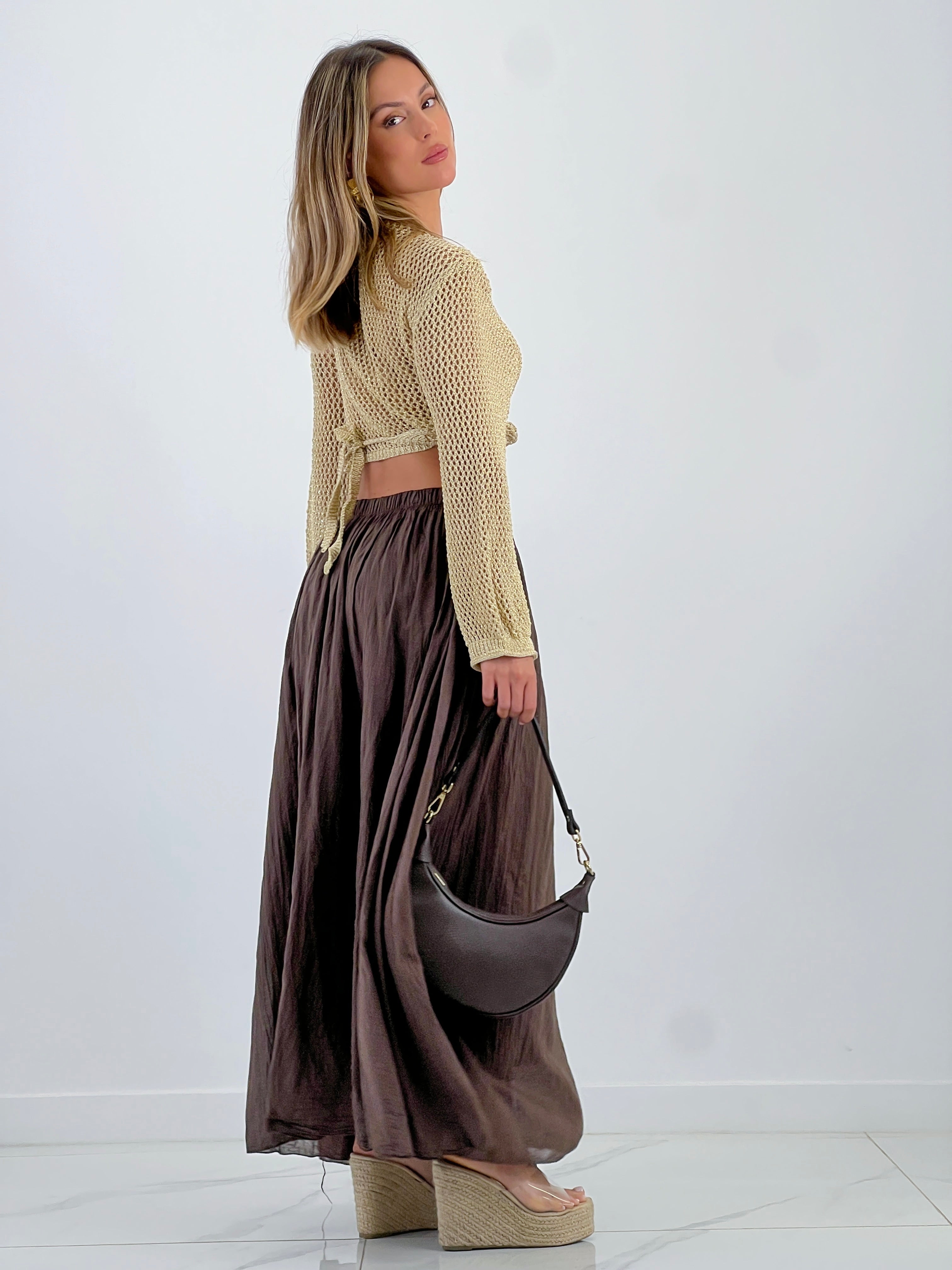 Falda llarga arrugada