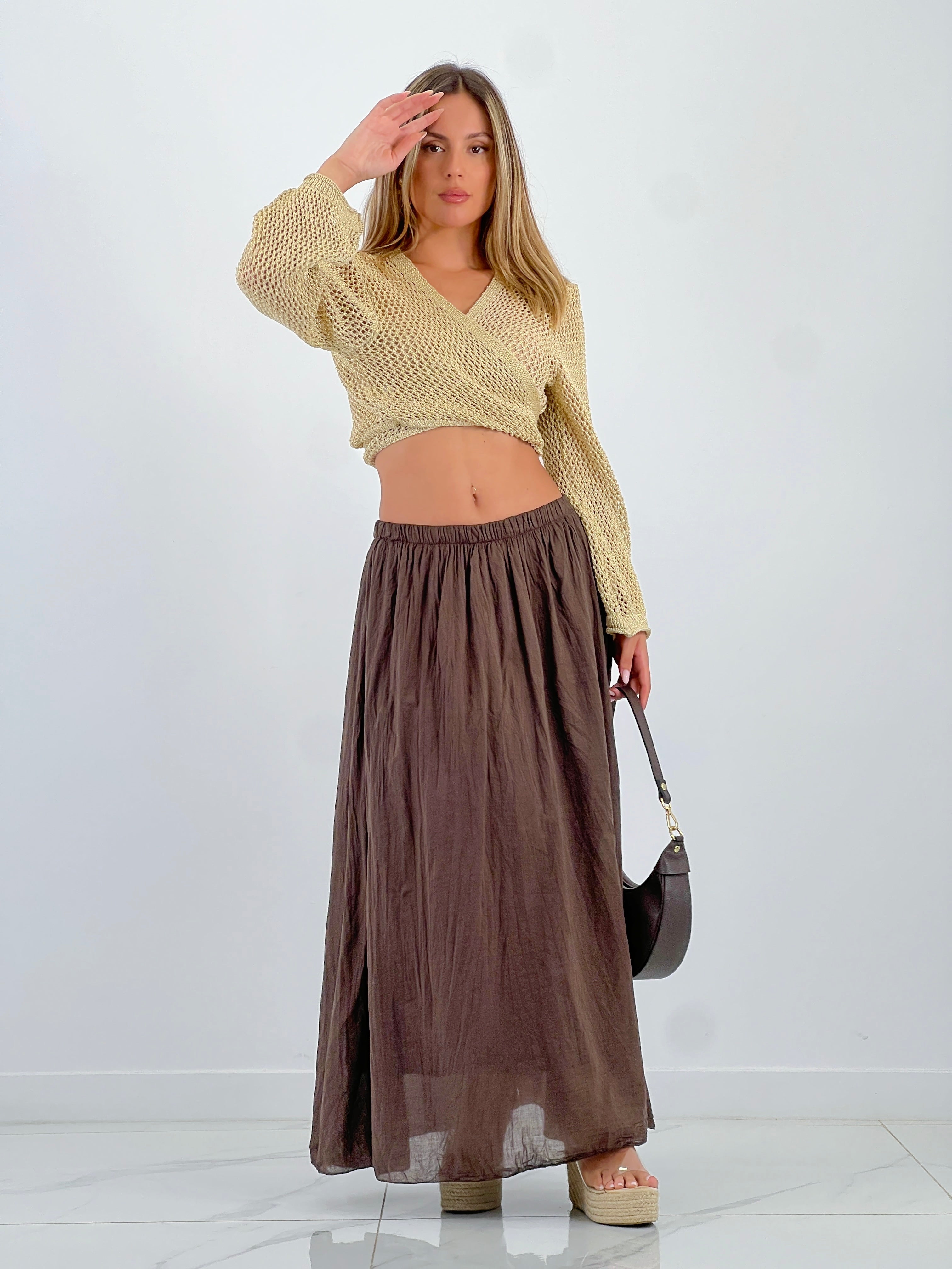 Falda llarga arrugada