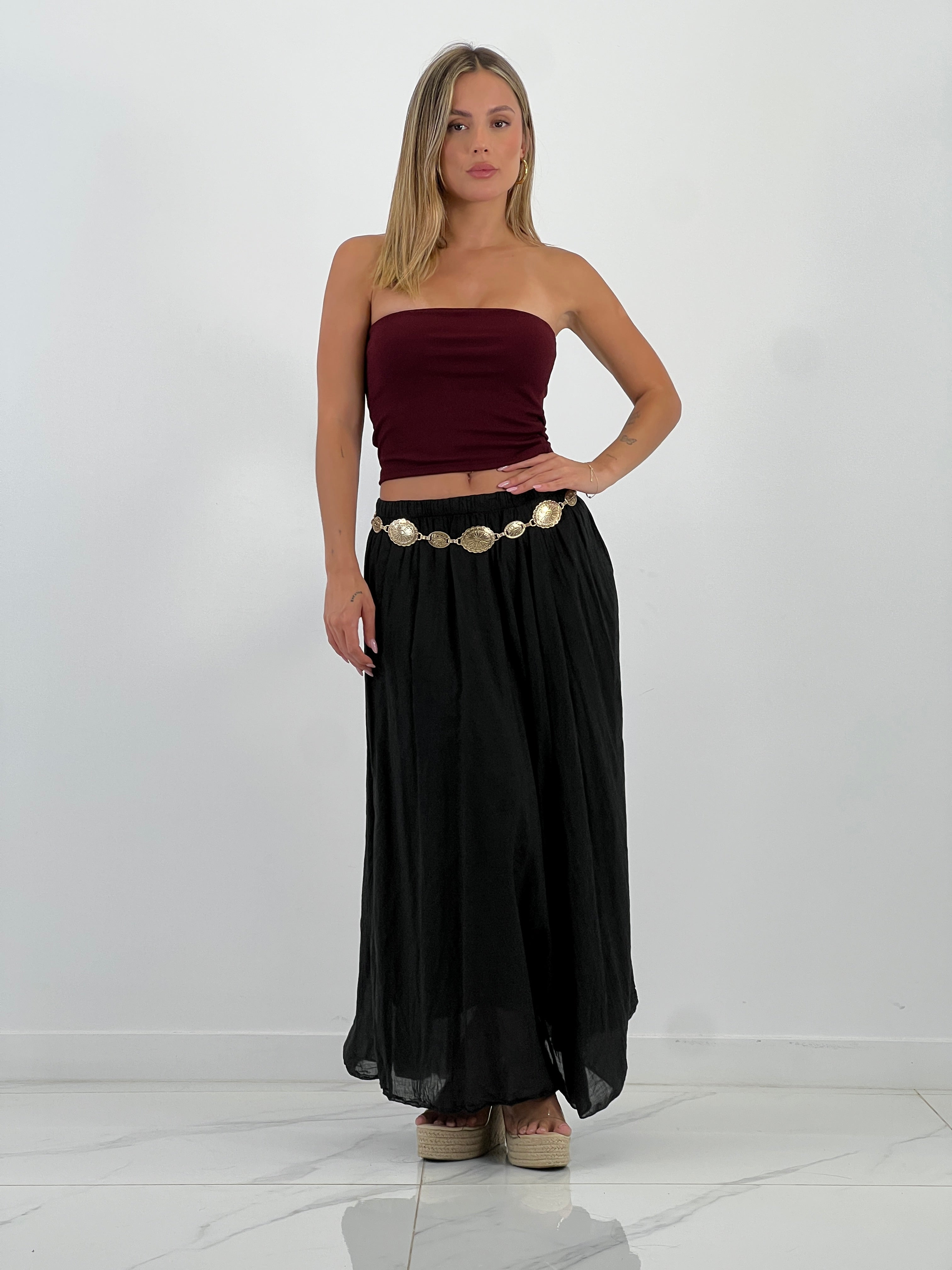 Falda llarga arrugada