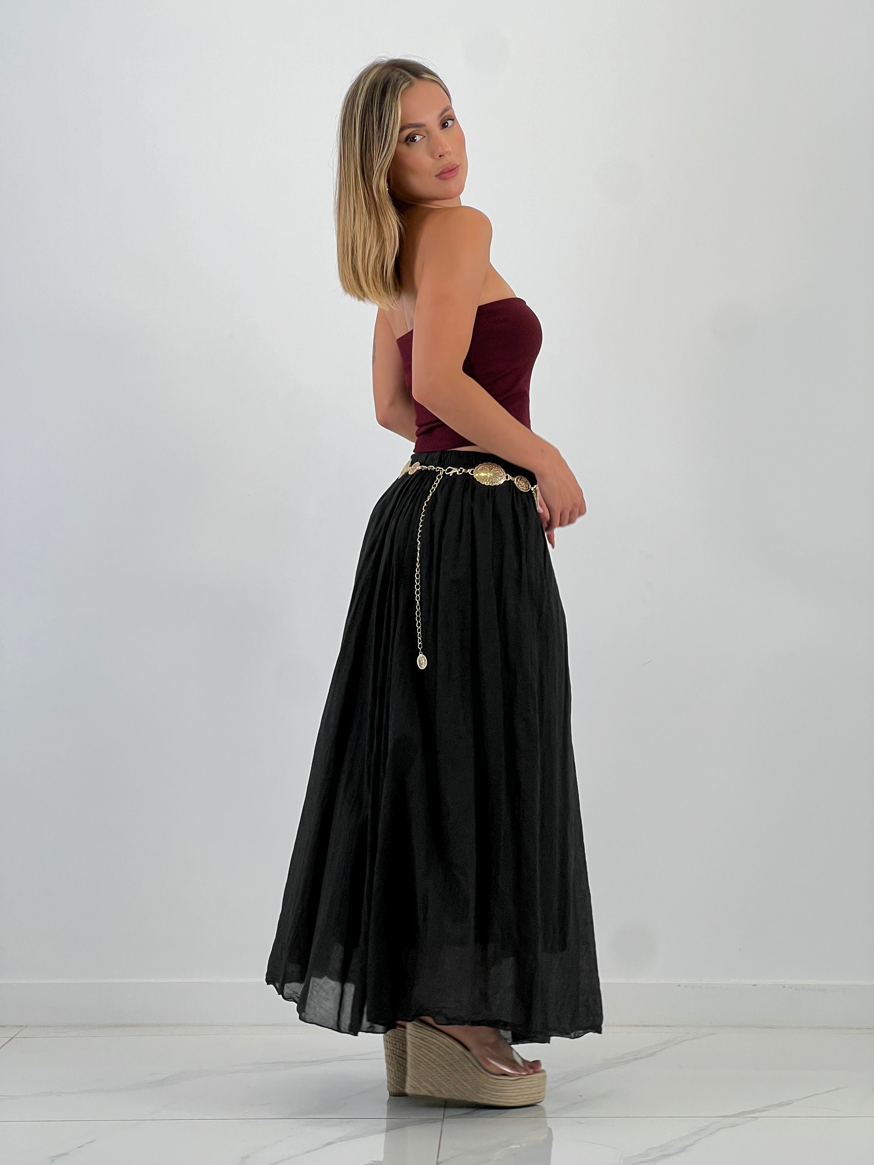 Falda llarga arrugada