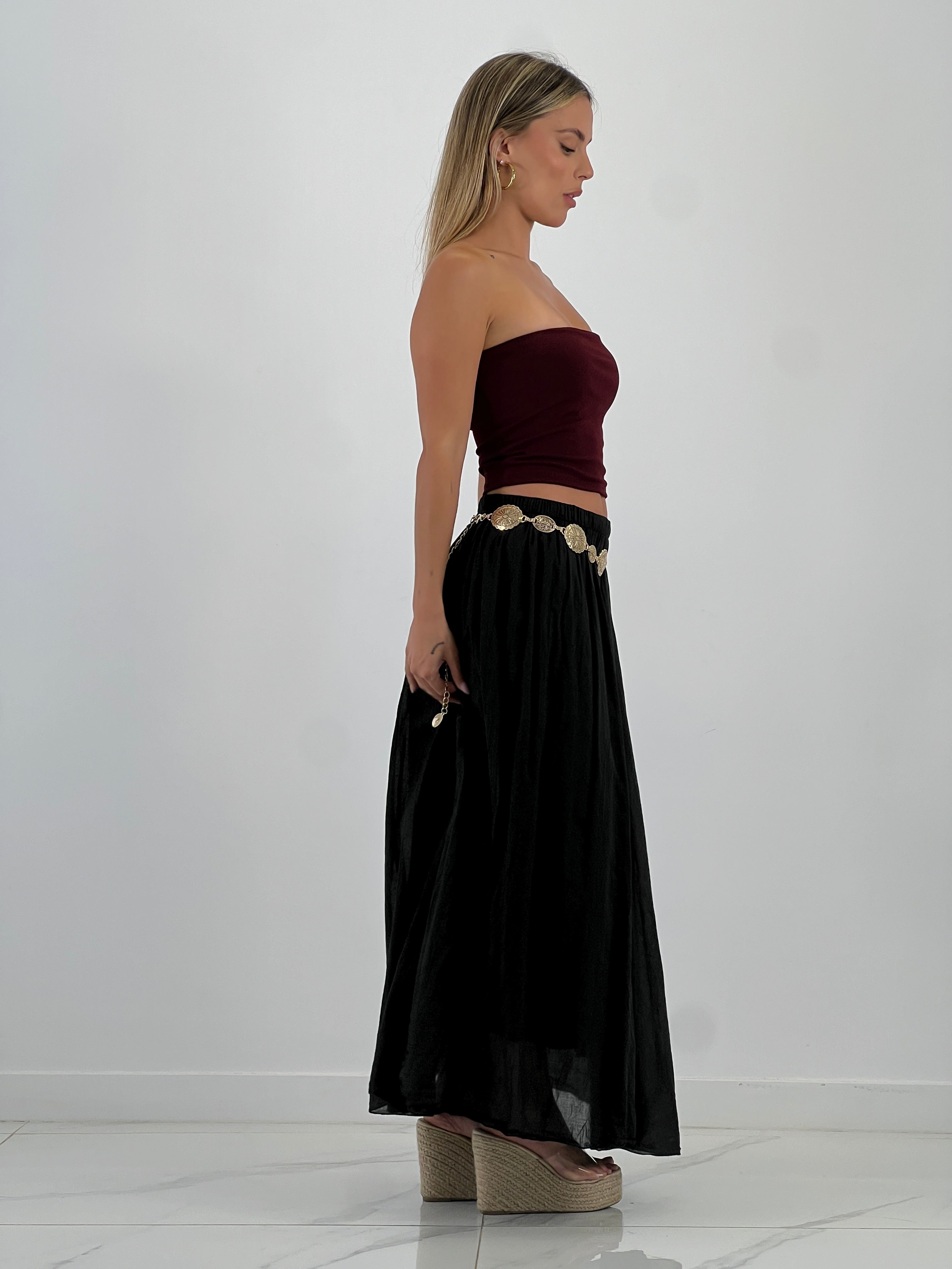 Falda llarga arrugada