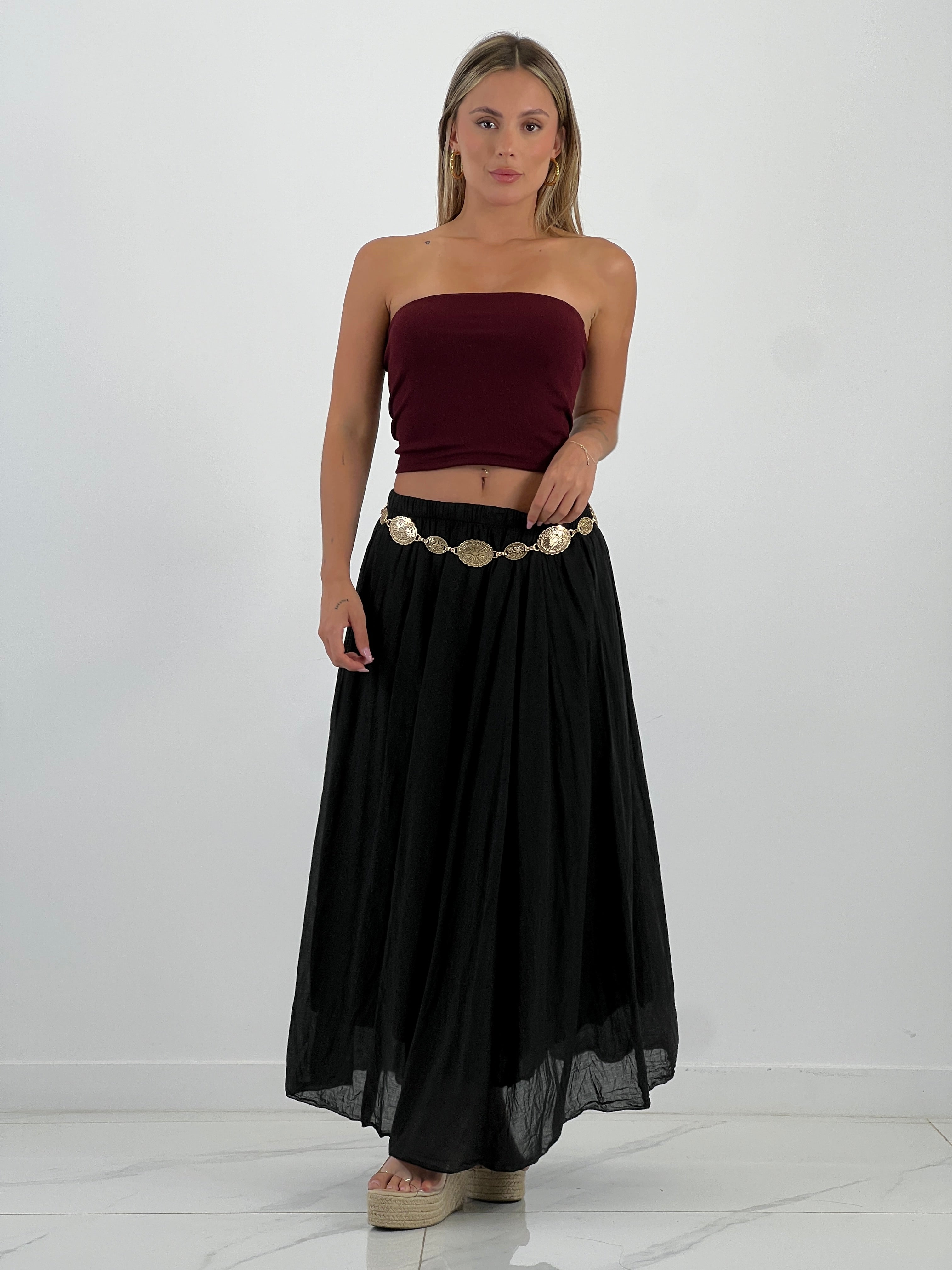 Falda llarga arrugada