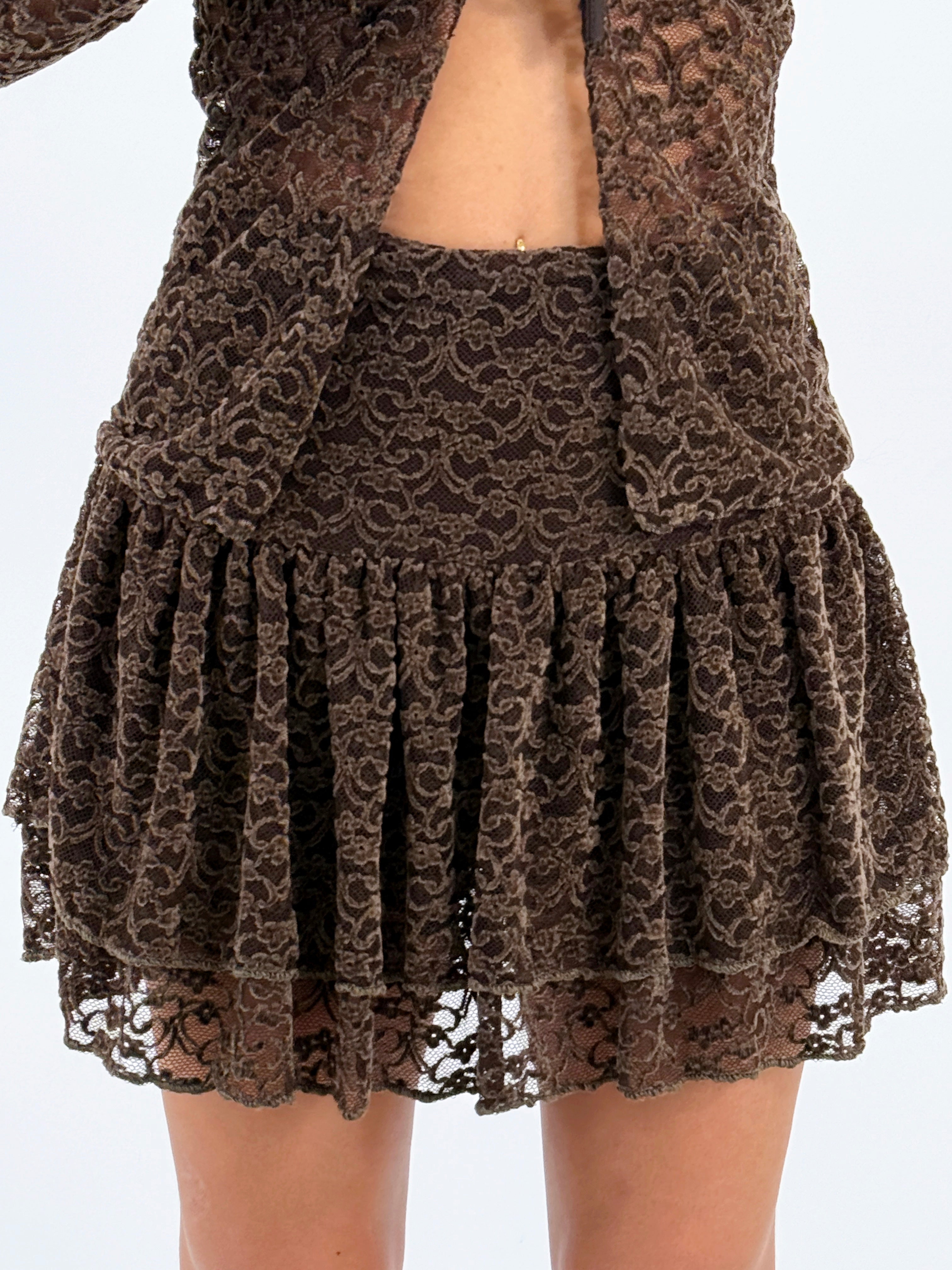 Falda volantes encaje terciopelo - Zebra&Maduixa®