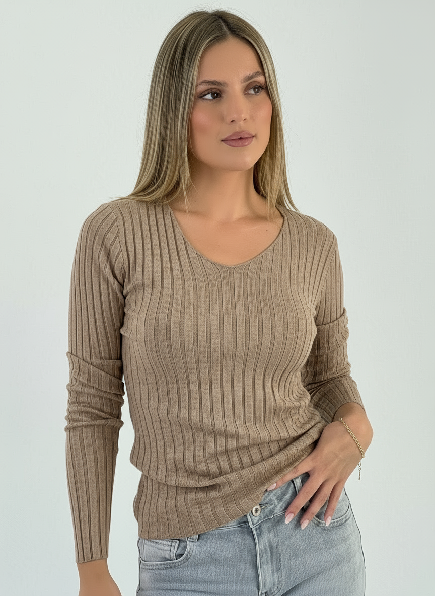 Jersey canalé cuello pico - Zebra&Maduixa®