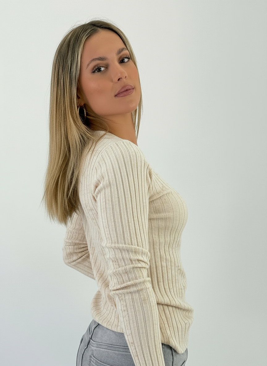 Jersey canalé cuello pico - Zebra&Maduixa®