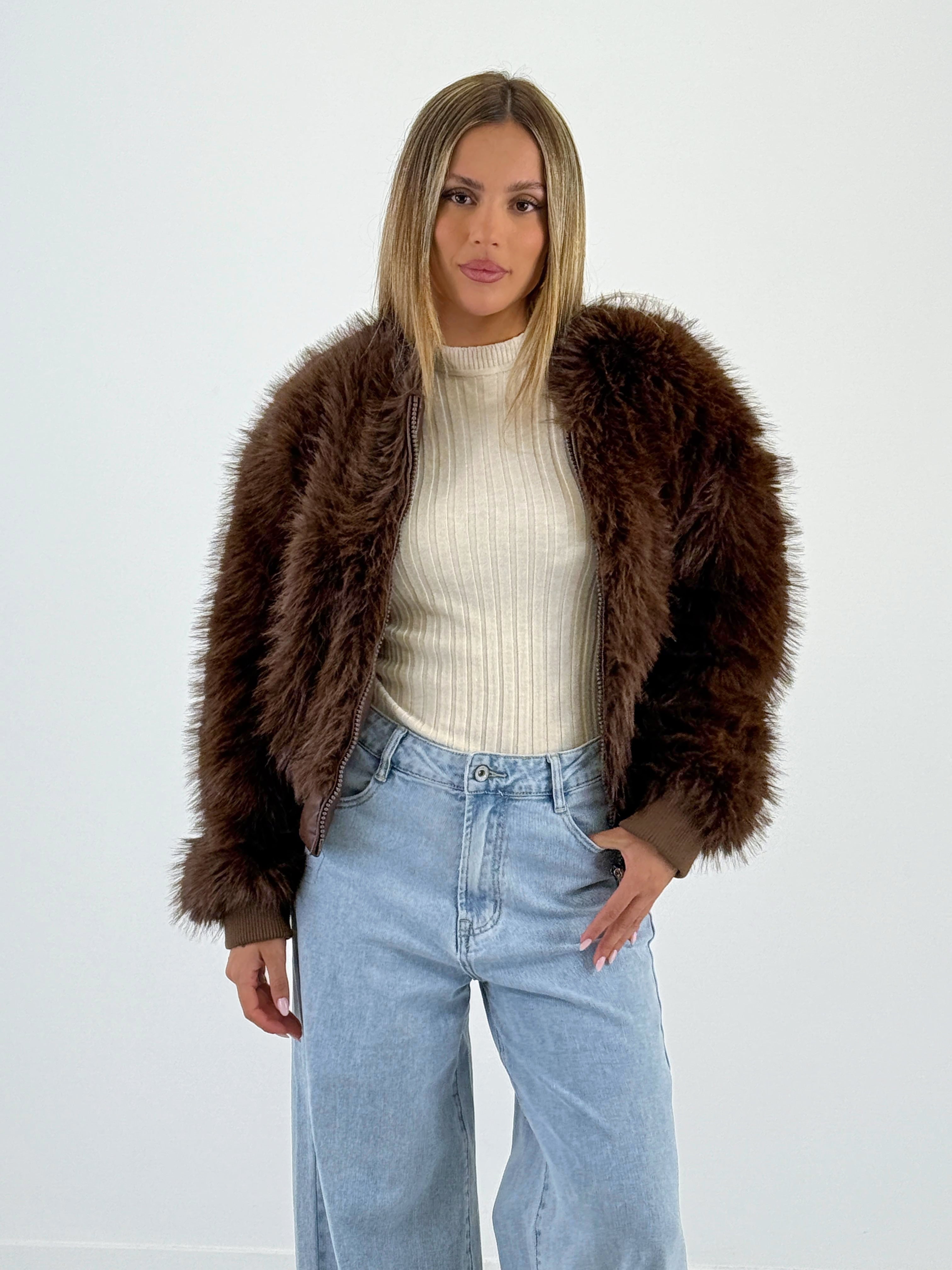 Chaqueta bomber efecto pelo