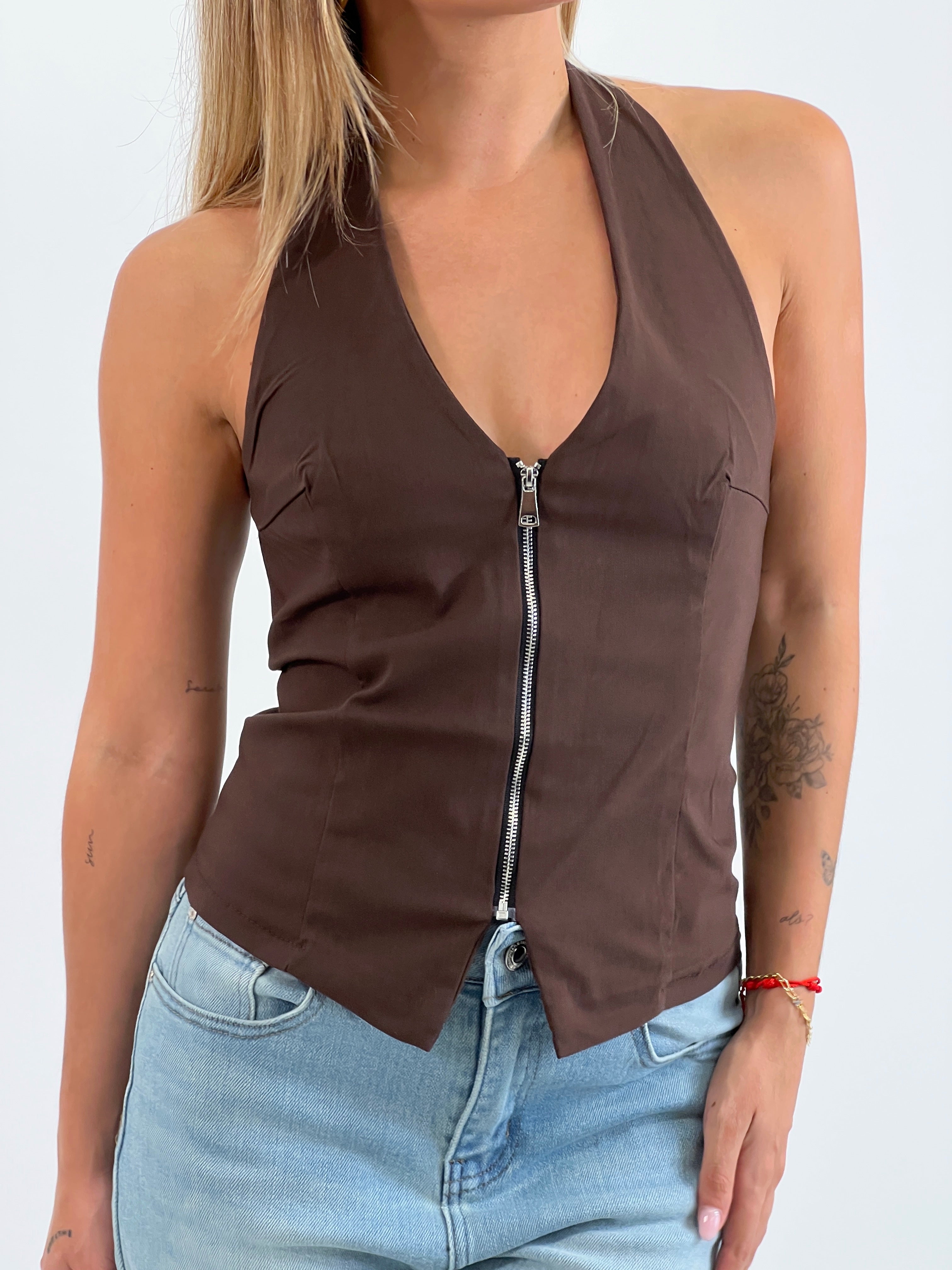 Top chaleco cremallera