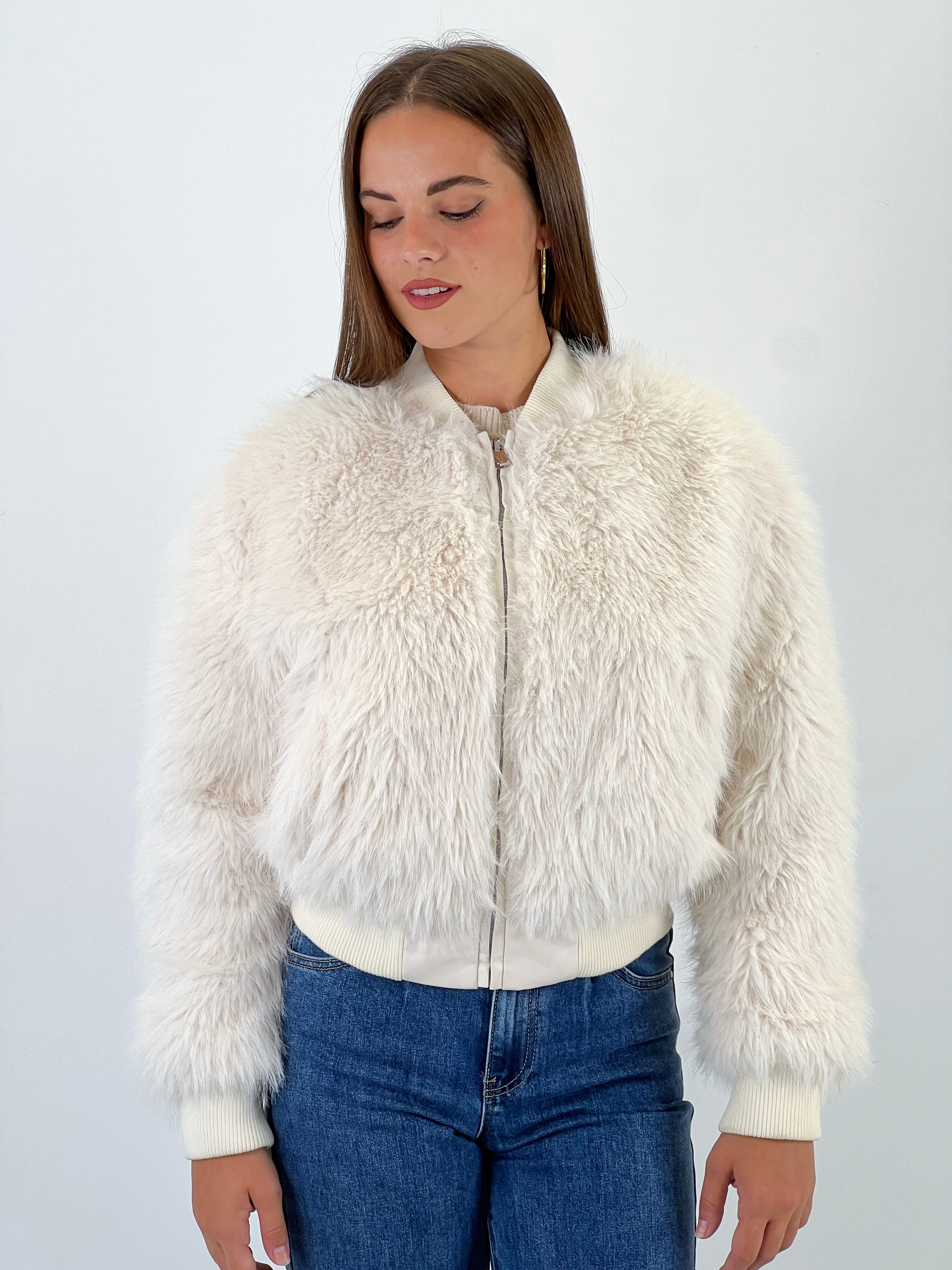 Chaqueta bomber efecto pelo