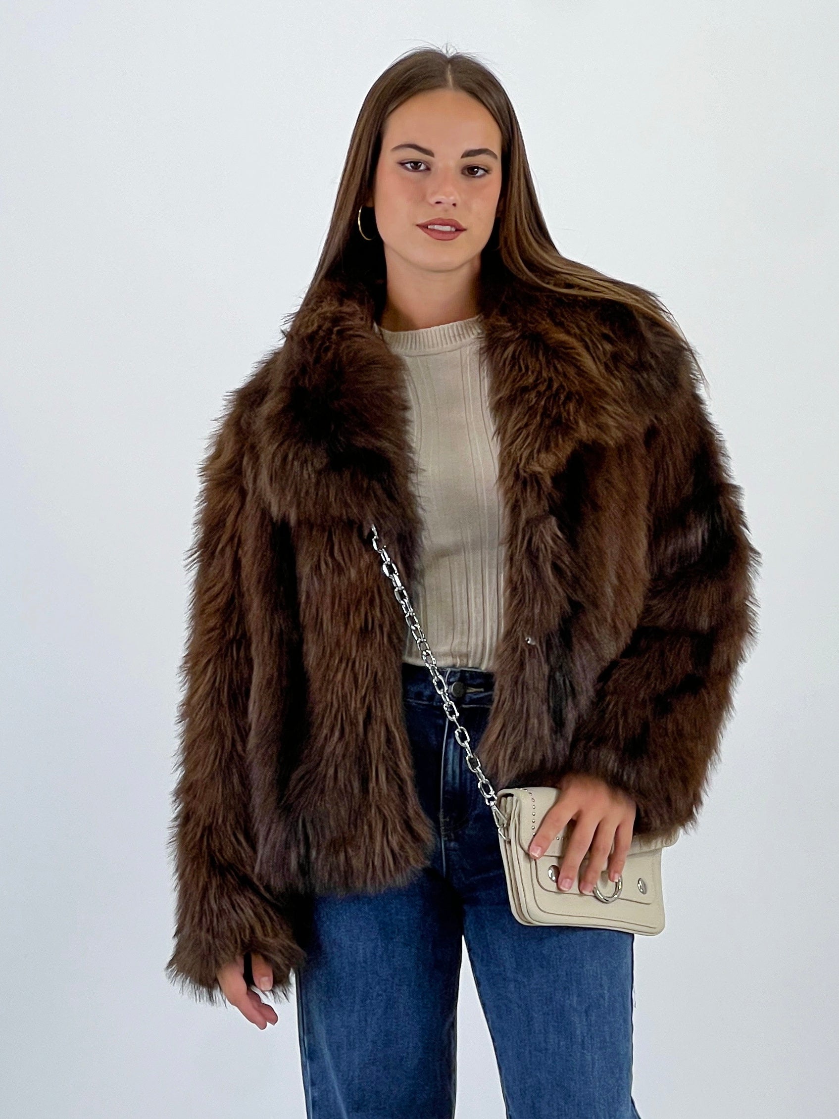 Chaqueta pelo cuello solapa