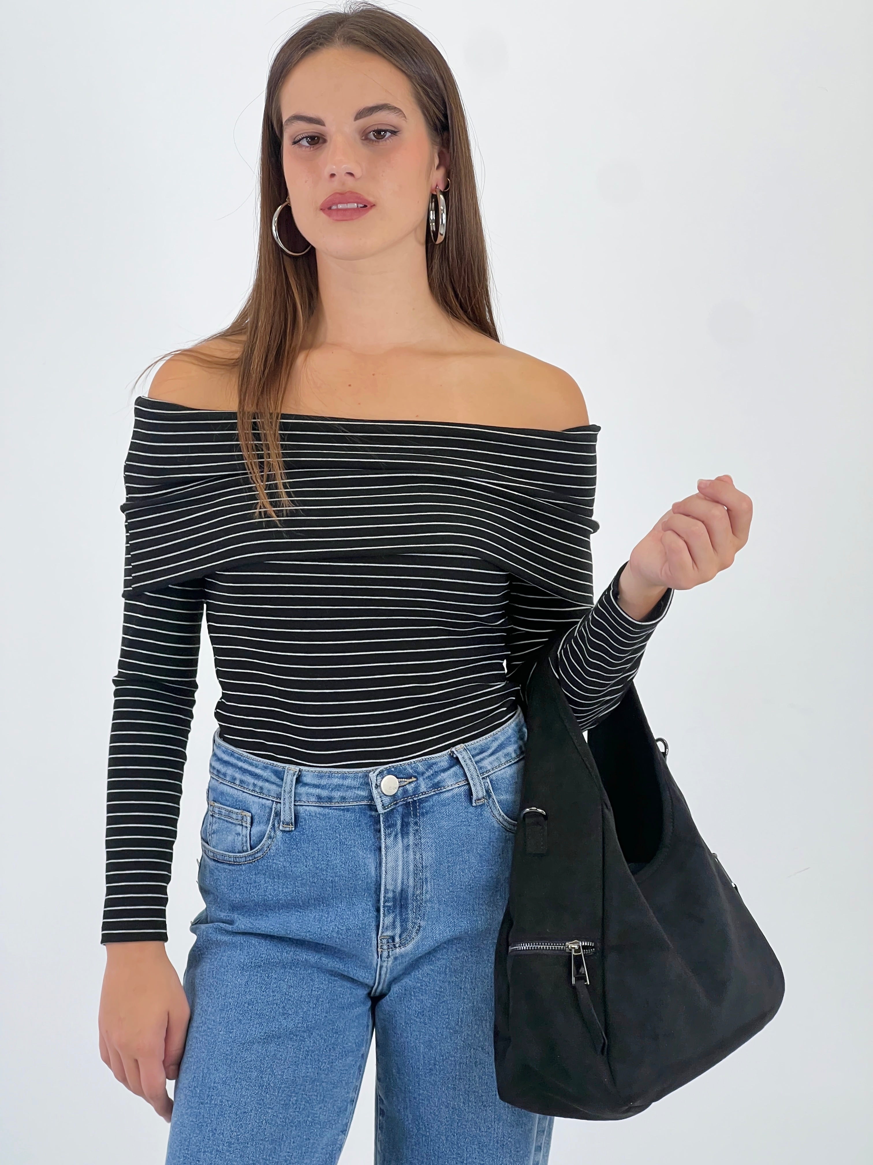 Boat neck striped jersey