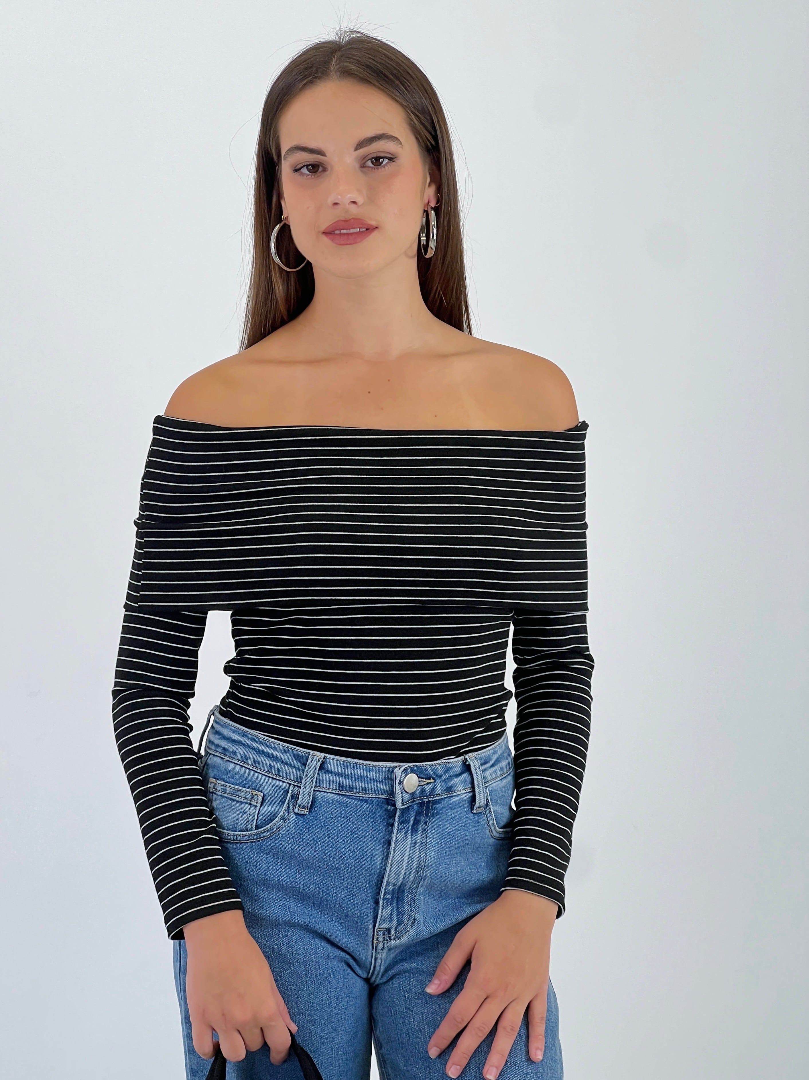 Boat neck striped jersey
