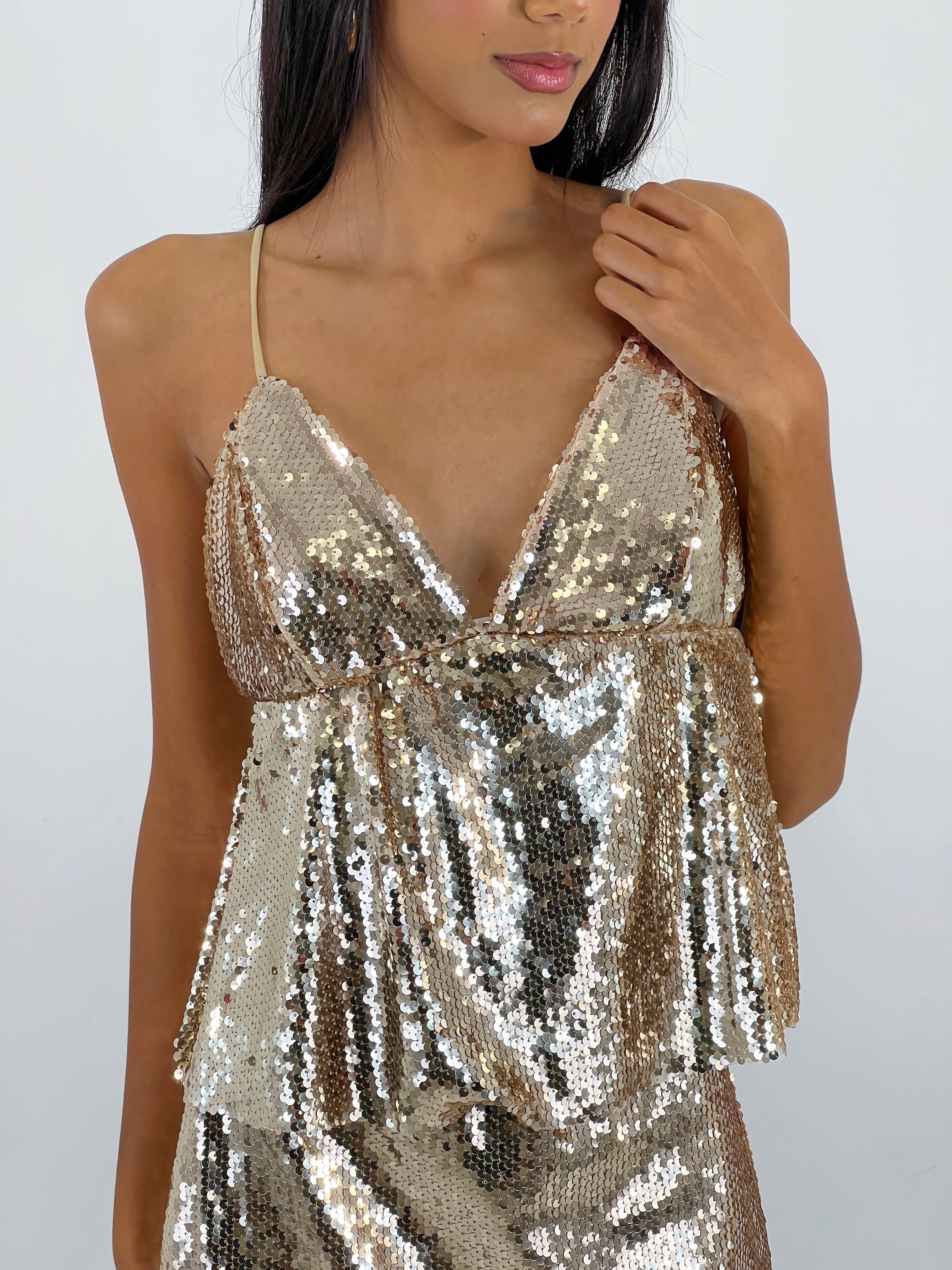 Top V-neck Sequin